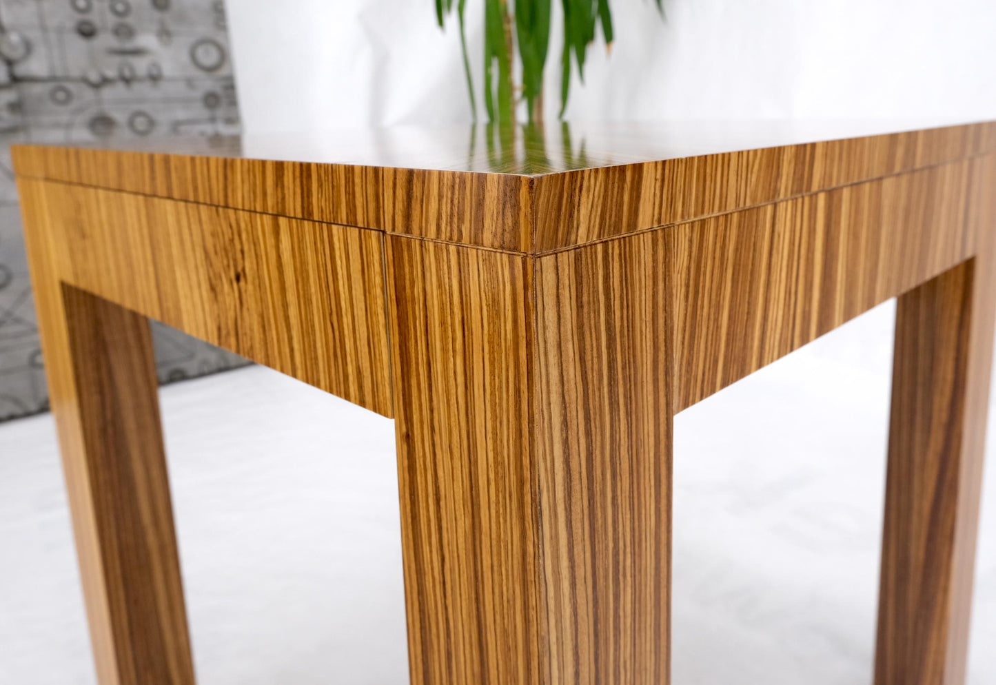 EstablishedLines Square Parsons Style Sunburst Inlay Zebra Wood Occasional End Side Lamp Table