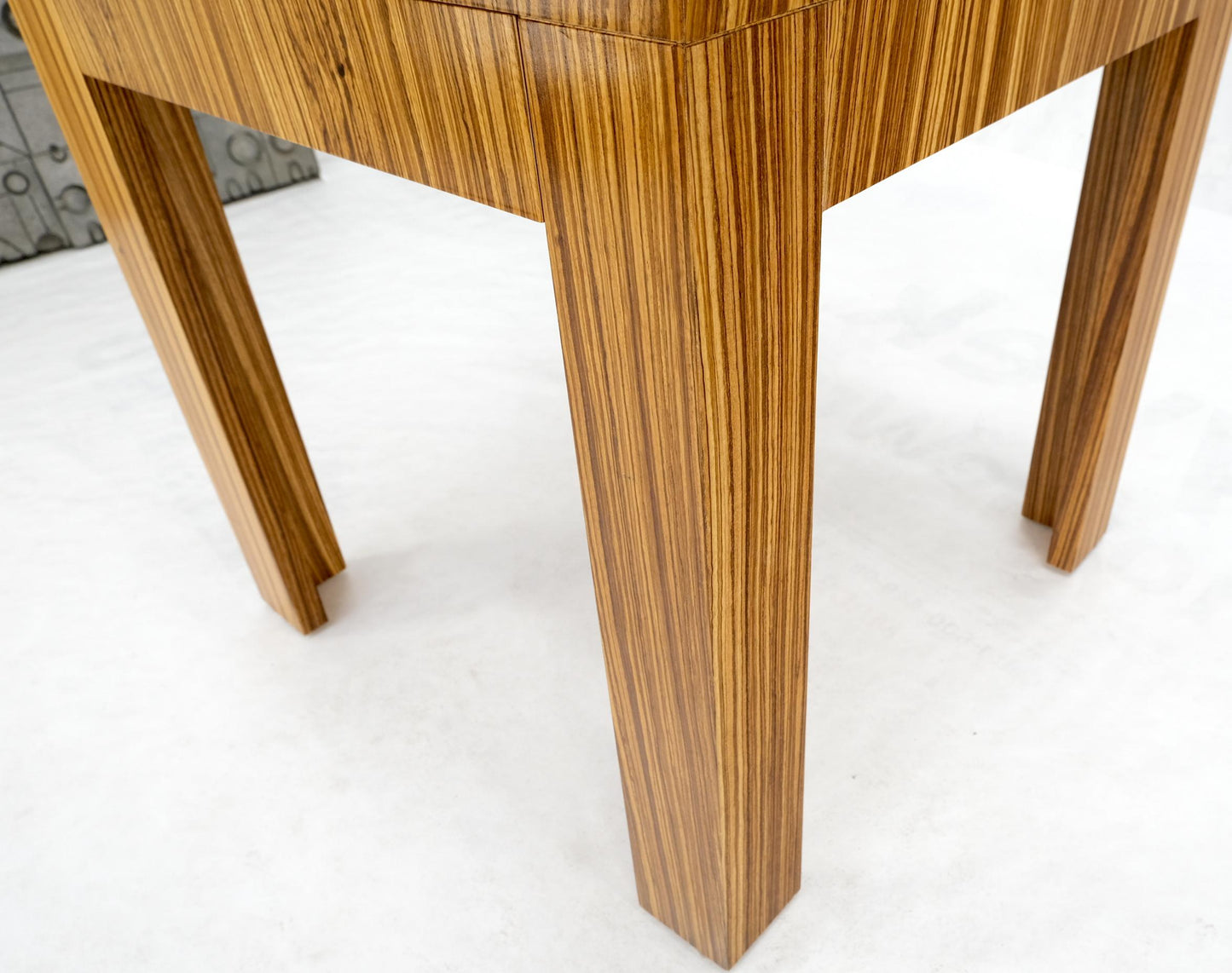 EstablishedLines Square Parsons Style Sunburst Inlay Zebra Wood Occasional End Side Lamp Table