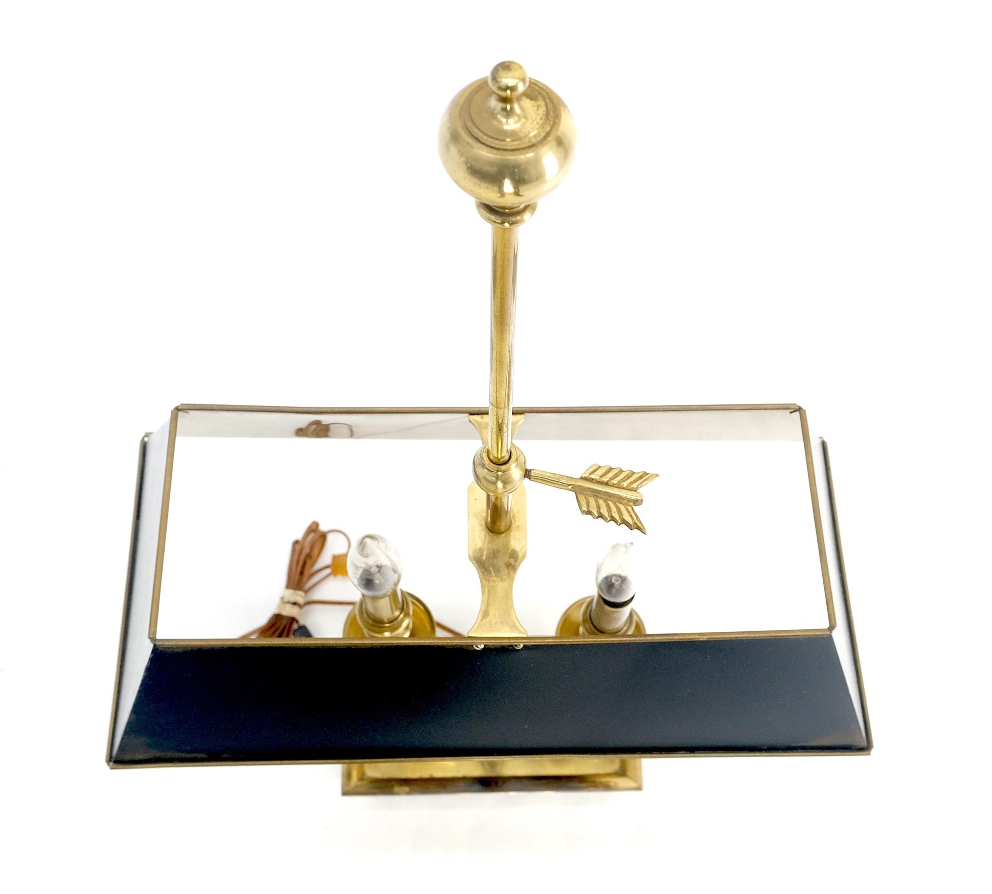 EstablishedLines Adjustable Shade Swans Lire Looking Base Heavy Solid Brass Base Table Lamp MINT!