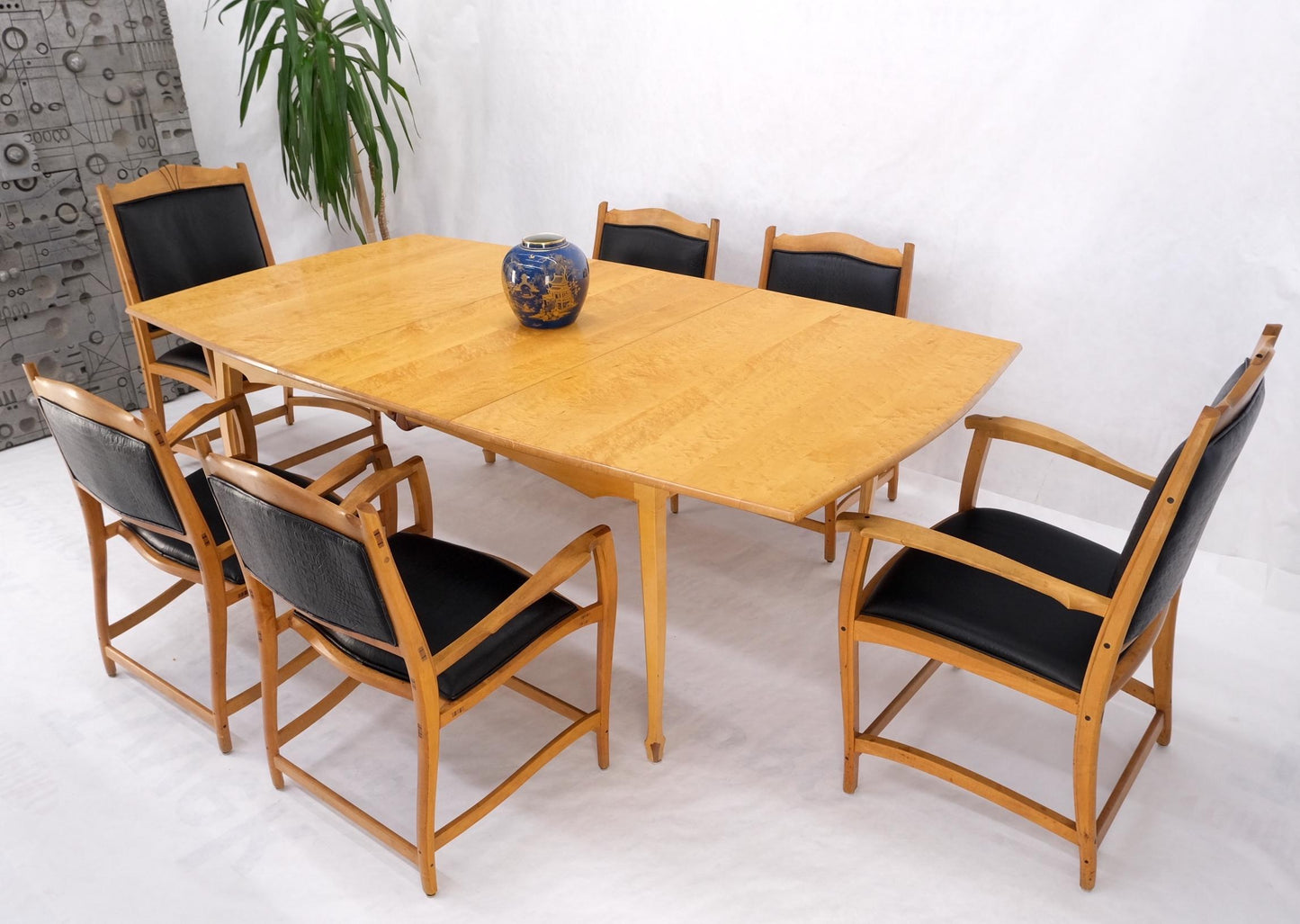 EstablishedLines Solid Curly Maple Table 6 Chairs Bench Hand Made Jointly Studio Dining Set Mint!