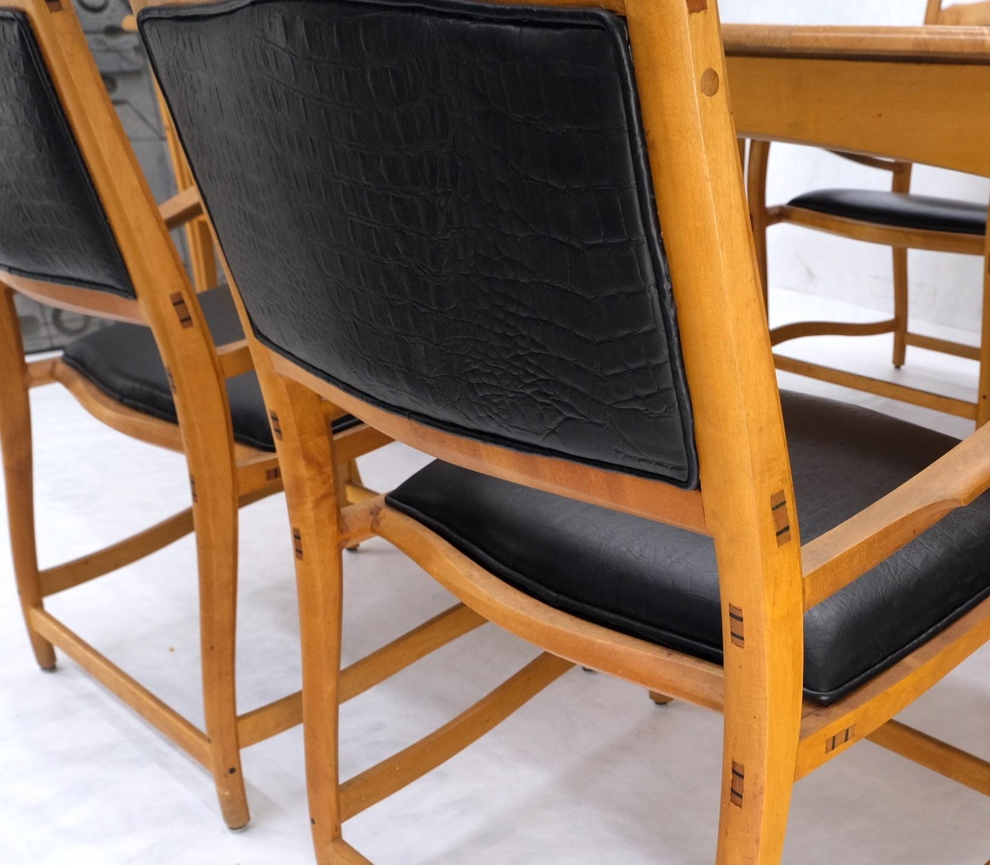 EstablishedLines Solid Curly Maple Table 6 Chairs Bench Hand Made Jointly Studio Dining Set Mint!