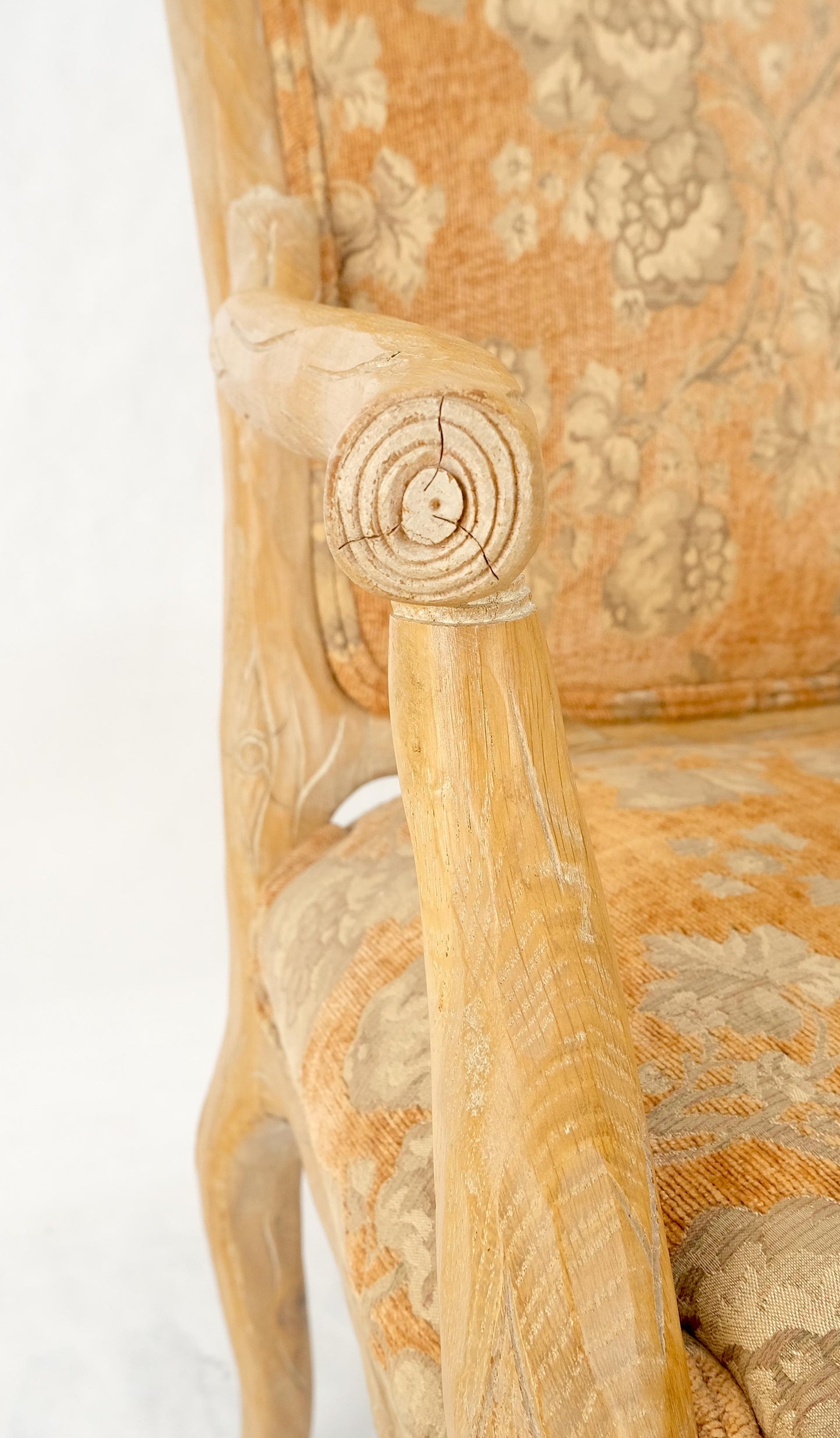 EstablishedLines Pair of Faux Carved Bleached Oak Twig Style Armchairs Fireside Lounge Chairs