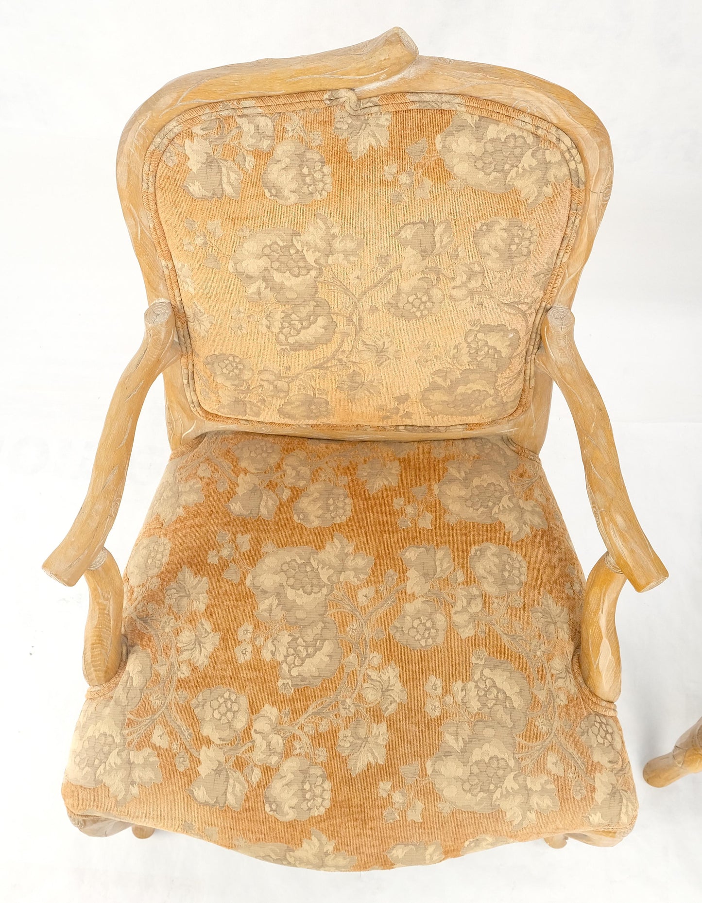 EstablishedLines Pair of Faux Carved Bleached Oak Twig Style Armchairs Fireside Lounge Chairs