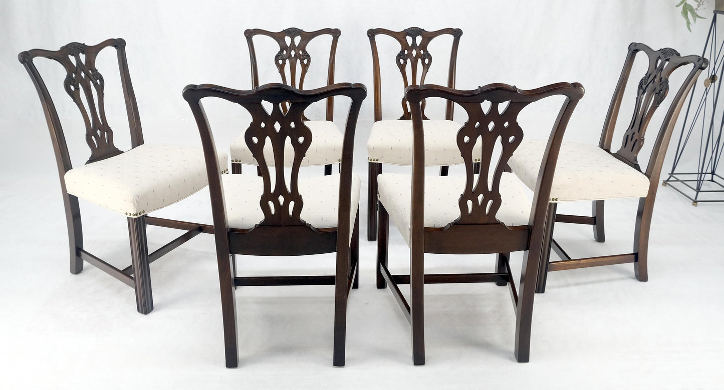 EstablishedLines Set of 6 c1940s Mahogany Fine Carved Chippendale Style Chairs Clean!