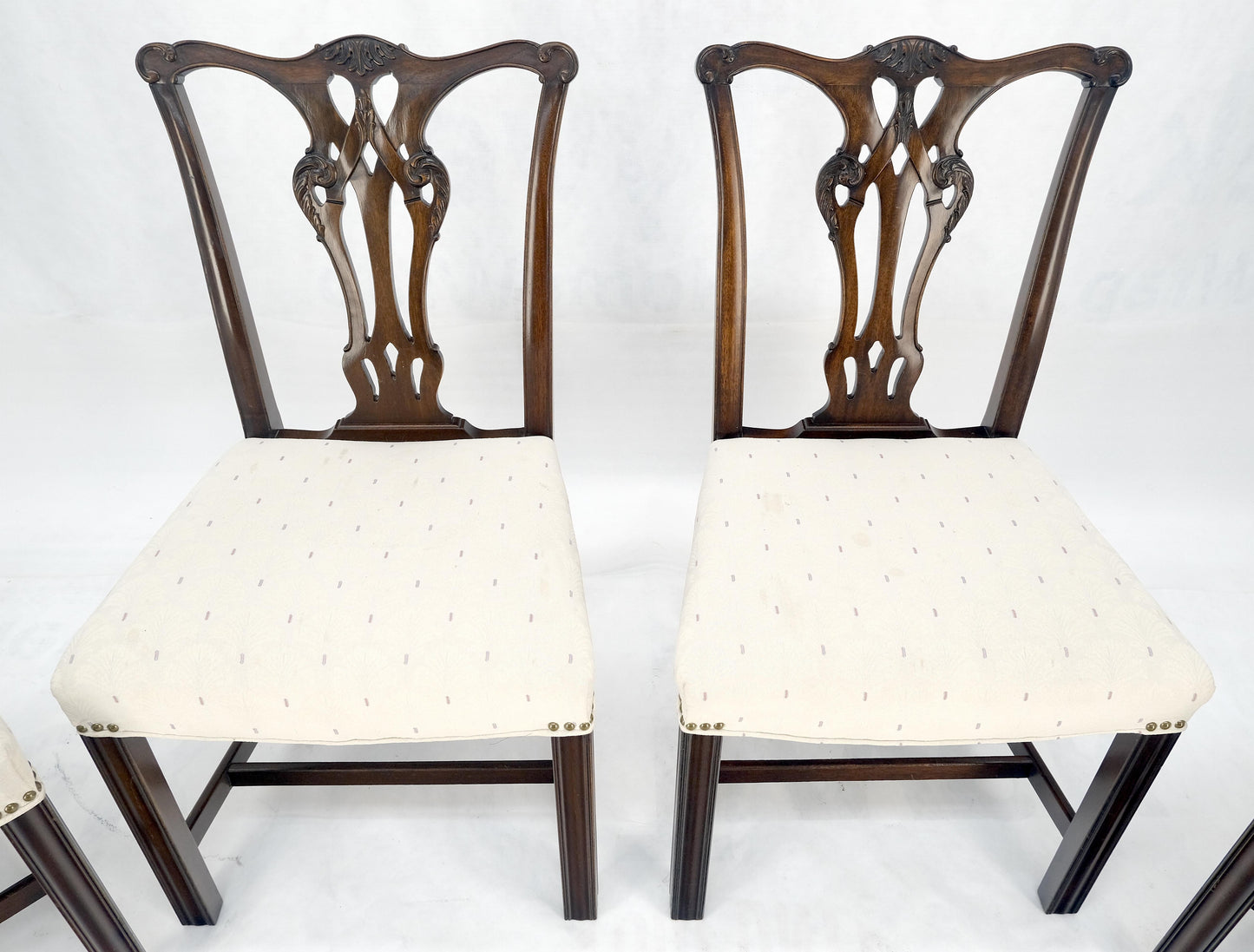 EstablishedLines Set of 6 c1940s Mahogany Fine Carved Chippendale Style Chairs Clean!