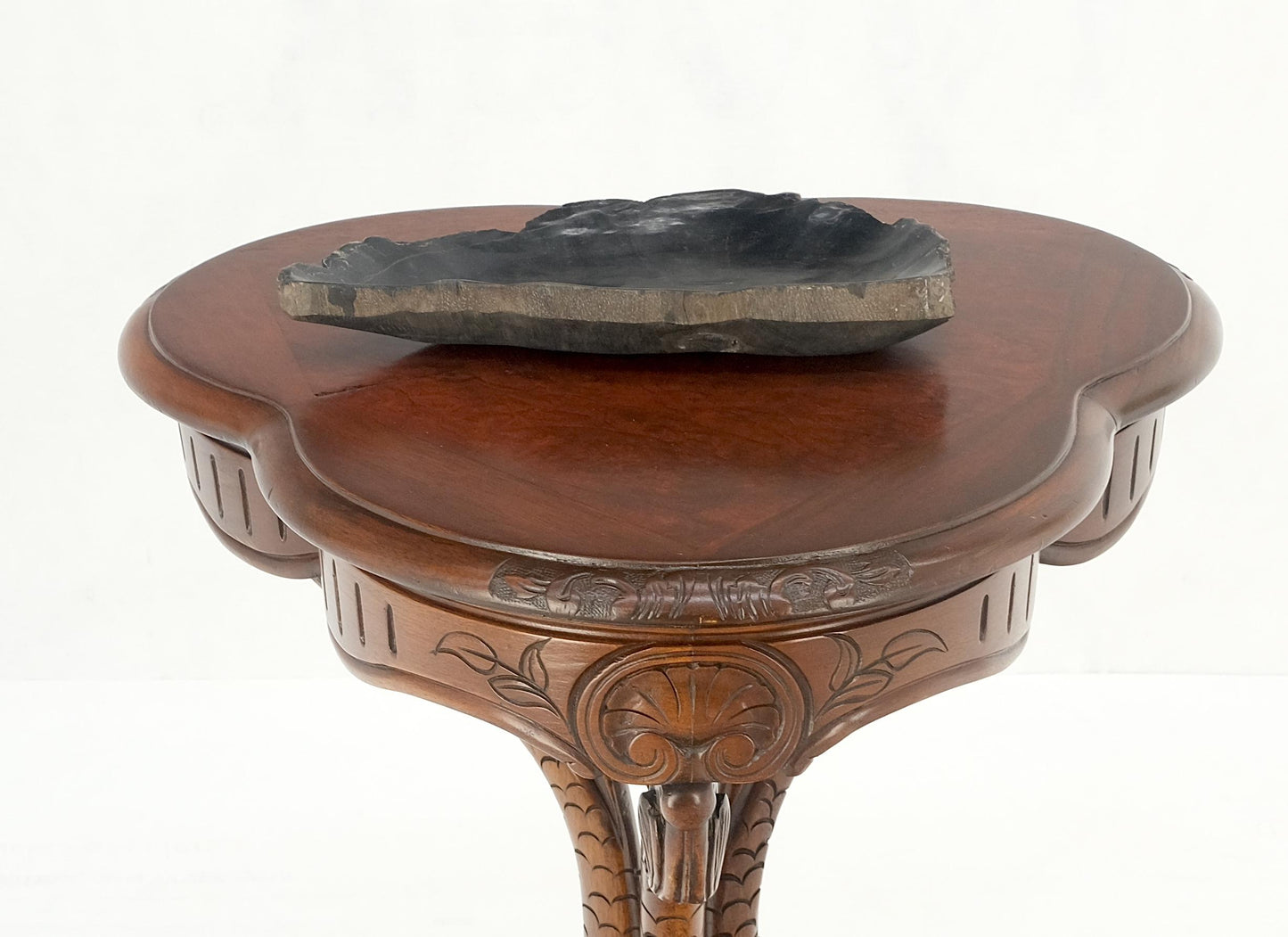 EstablishedLines Petrified Wood Liver Shape Solid Black Elongated Bowl Dish Large Plate Ashtray