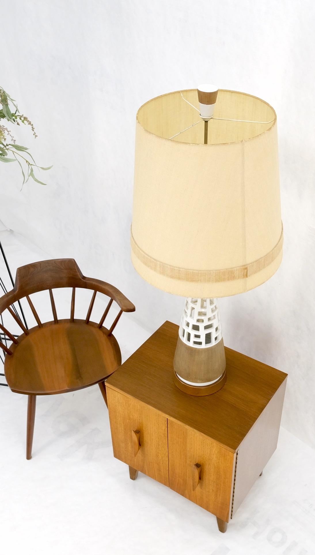 EstablishedLines Mid-Century Modern Cone Shape Geometrical Pattern Pierce Pattern Base Table Lamp