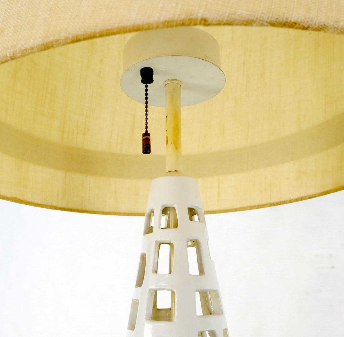 EstablishedLines Mid-Century Modern Cone Shape Geometrical Pattern Pierce Pattern Base Table Lamp
