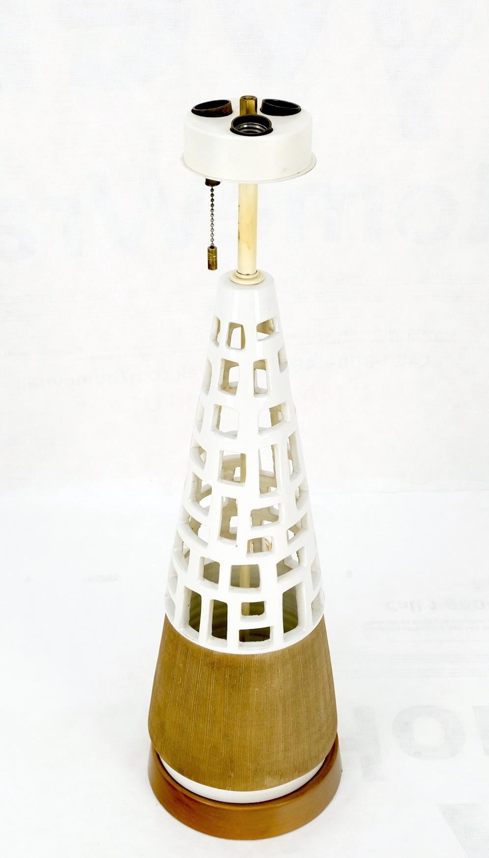 EstablishedLines Mid-Century Modern Cone Shape Geometrical Pattern Pierce Pattern Base Table Lamp