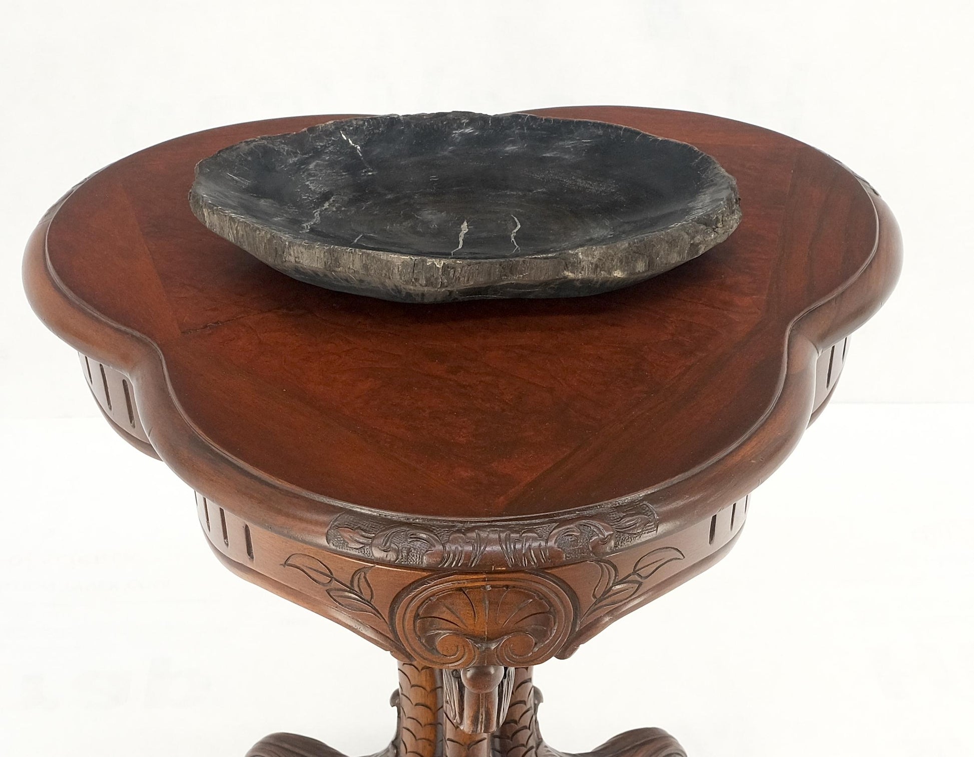 EstablishedLines Petrified Wood Oyster Shape Solid Black Oval Bowl Dish Large Plate Ashtray