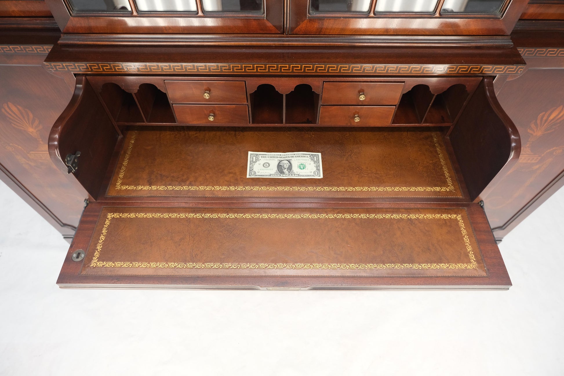 EstablishedLines Very Fine Custom c1940s Bubble Glass Drop Front Butlers Desk Break Front MINT