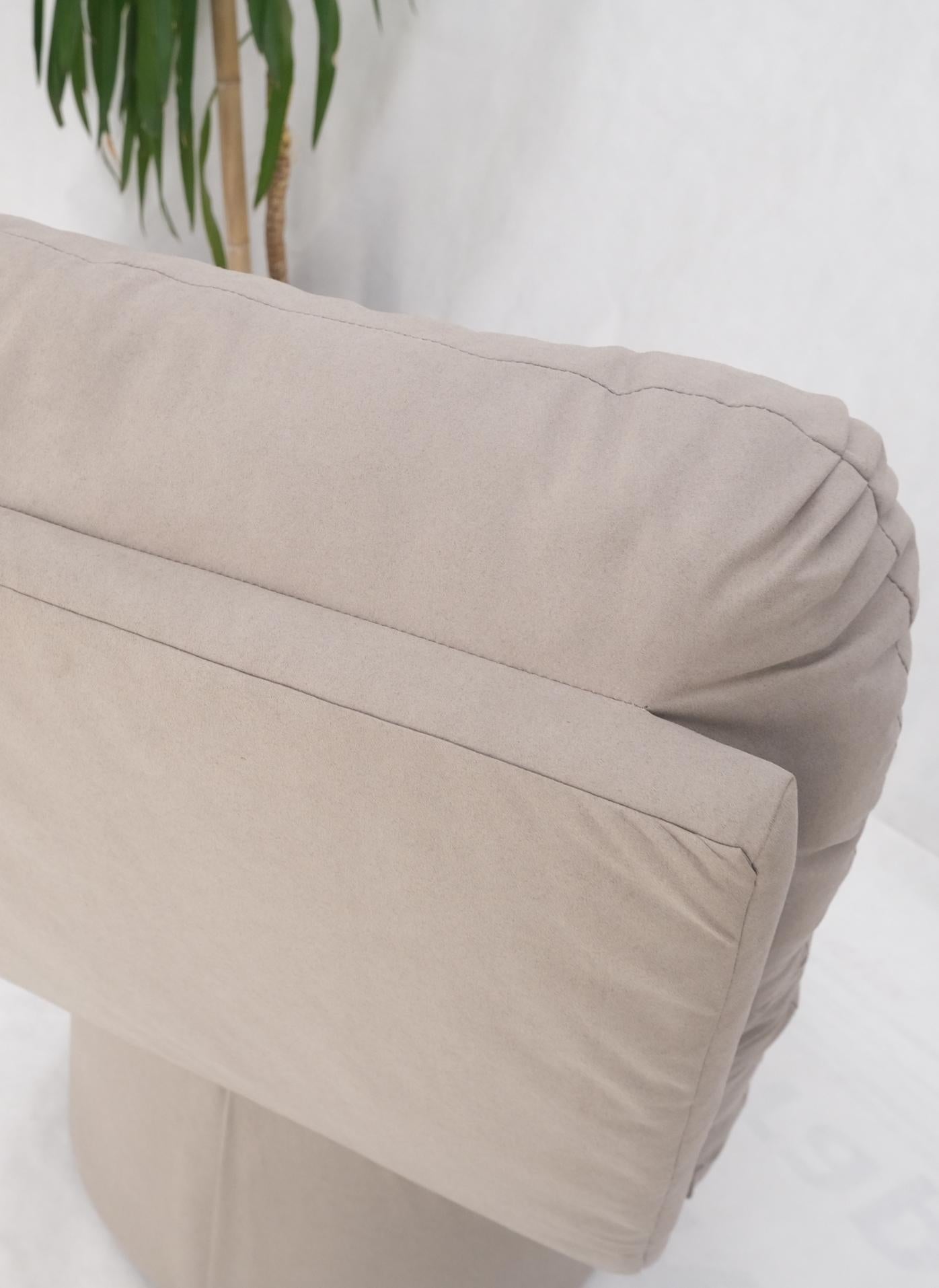EstablishedLines Pair New Light Coffee to Grey Alcantera Upholstery Scoop Lounge Chairs SHARP!