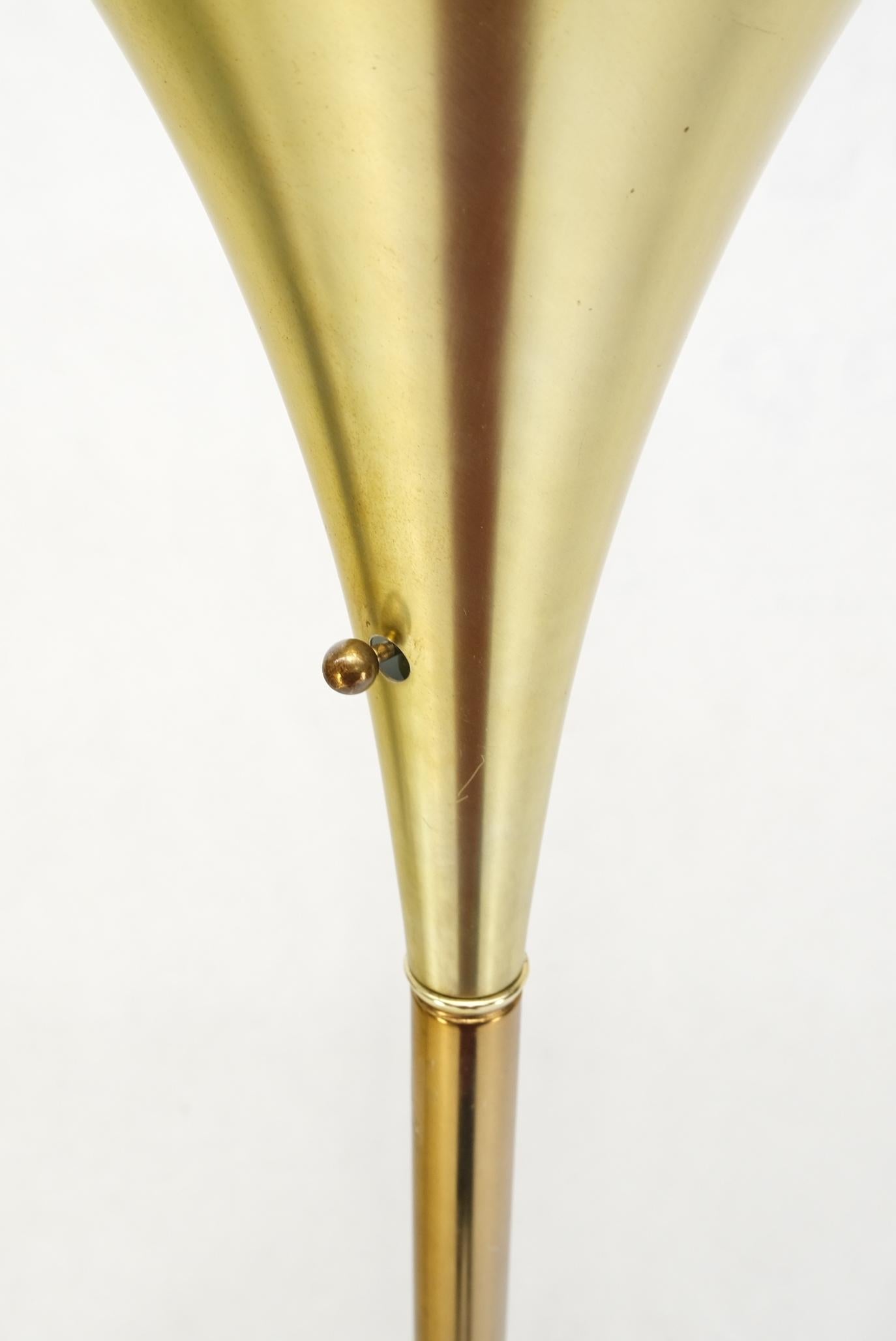 EstablishedLines Pair of Mid Century Modern Brass Trumpet Shape Floor Lamps Torcheres