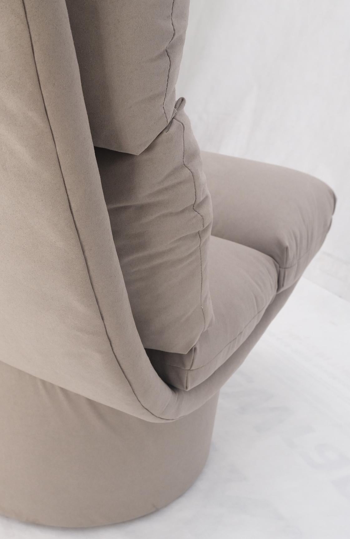 EstablishedLines Pair New Light Coffee to Grey Alcantera Upholstery Scoop Lounge Chairs SHARP!