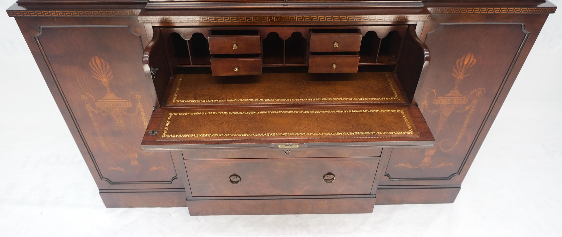 EstablishedLines Very Fine Custom c1940s Bubble Glass Drop Front Butlers Desk Break Front MINT