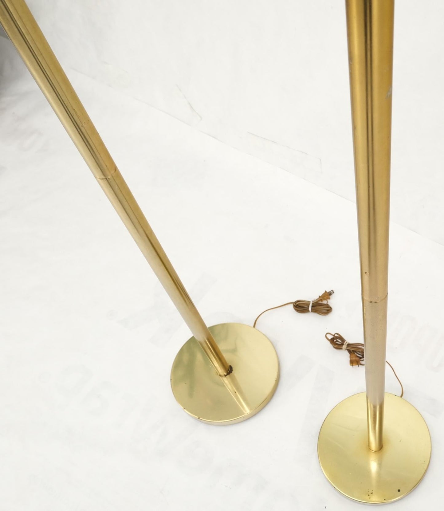 EstablishedLines Pair of Mid Century Modern Brass Trumpet Shape Floor Lamps Torcheres