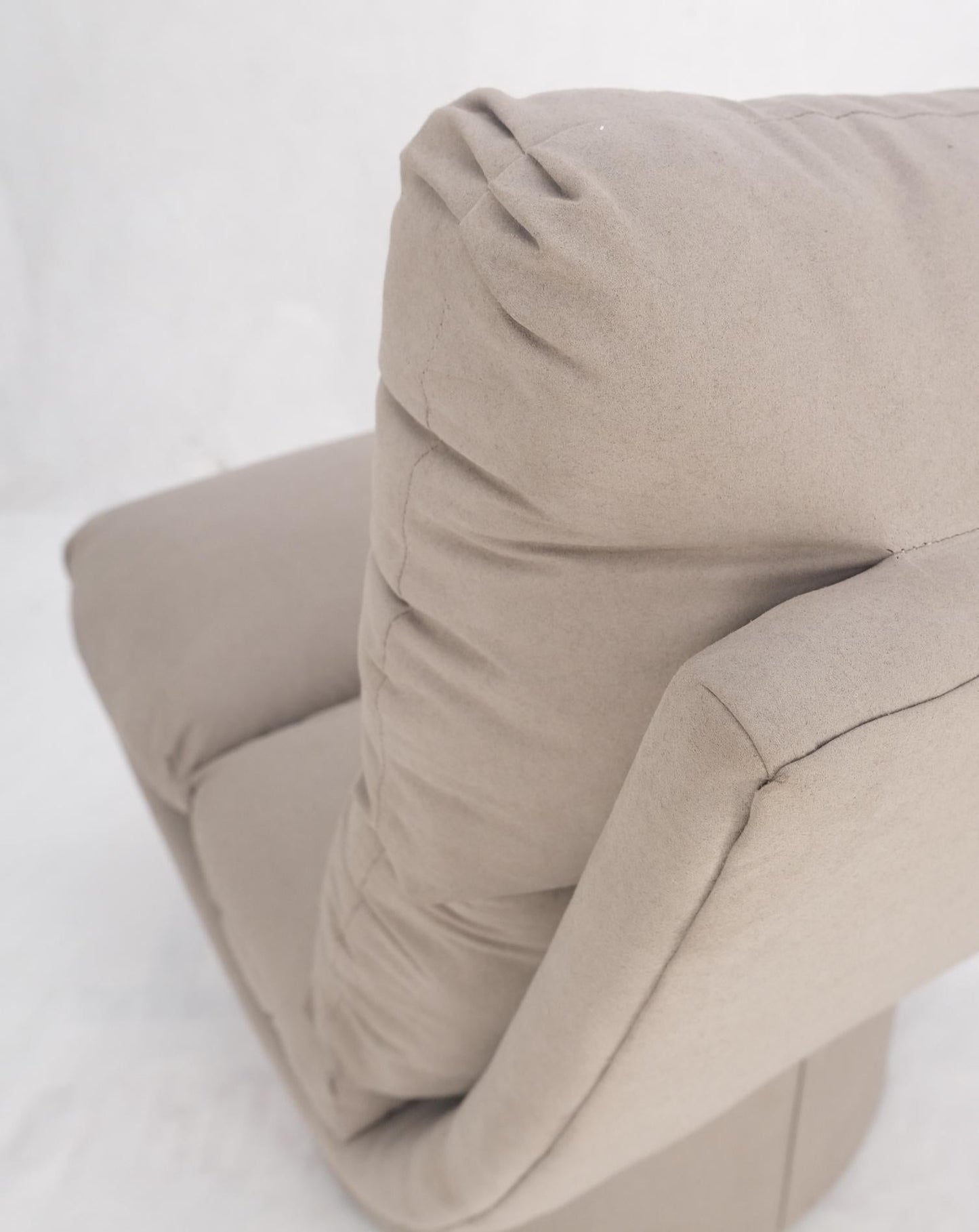 EstablishedLines Pair New Light Coffee to Grey Alcantera Upholstery Scoop Lounge Chairs SHARP!