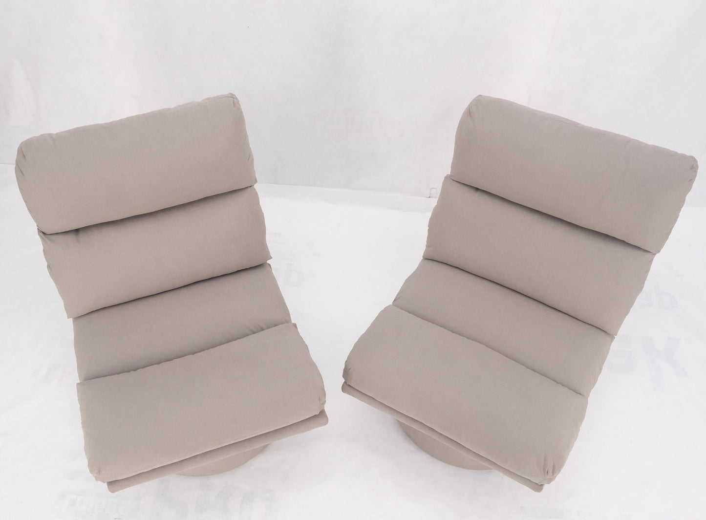 EstablishedLines Pair New Light Coffee to Grey Alcantera Upholstery Scoop Lounge Chairs SHARP!