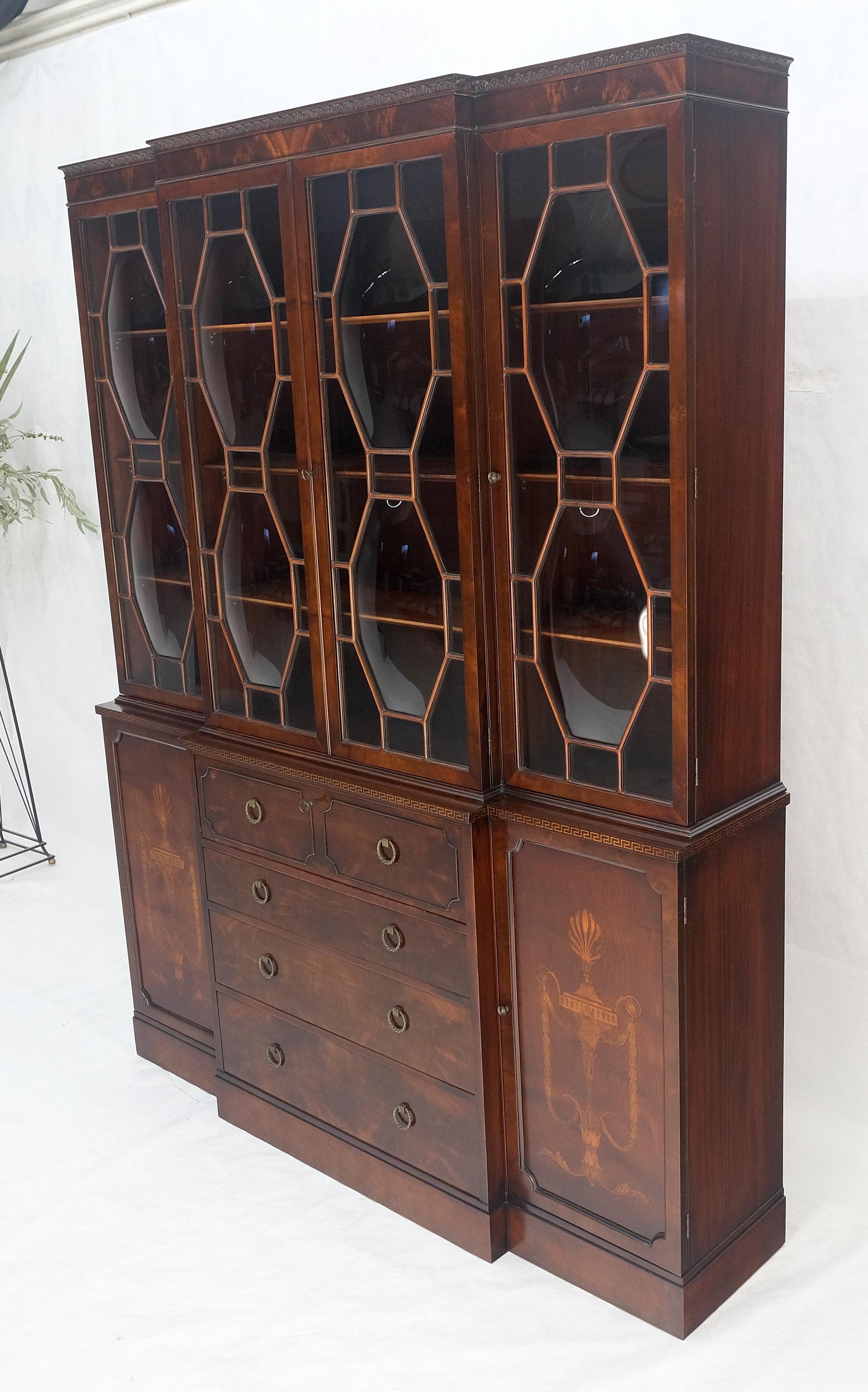 EstablishedLines Very Fine Custom c1940s Bubble Glass Drop Front Butlers Desk Break Front MINT