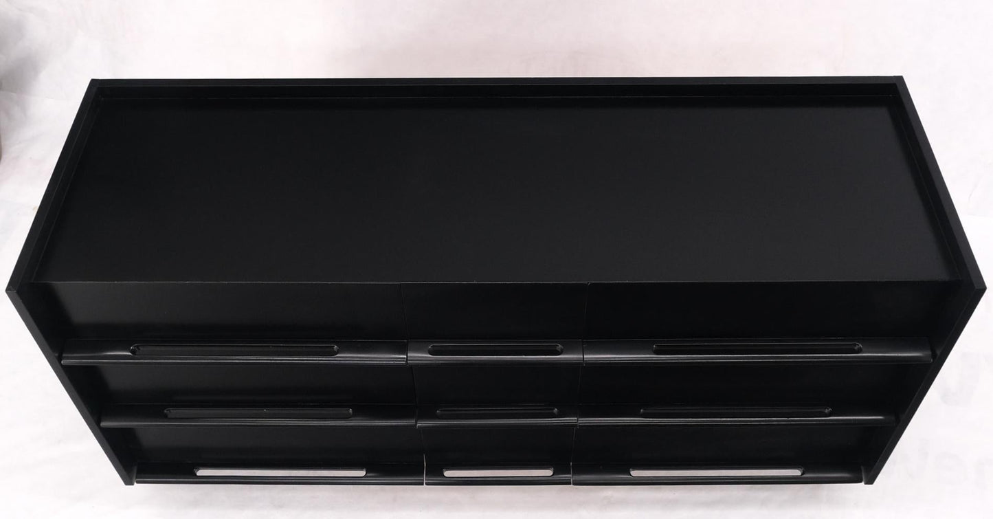 EstablishedLines Black Lacquer Ebonized Pieced Wood Pulls Gallery Top 9 Drawers Dresser Credenza