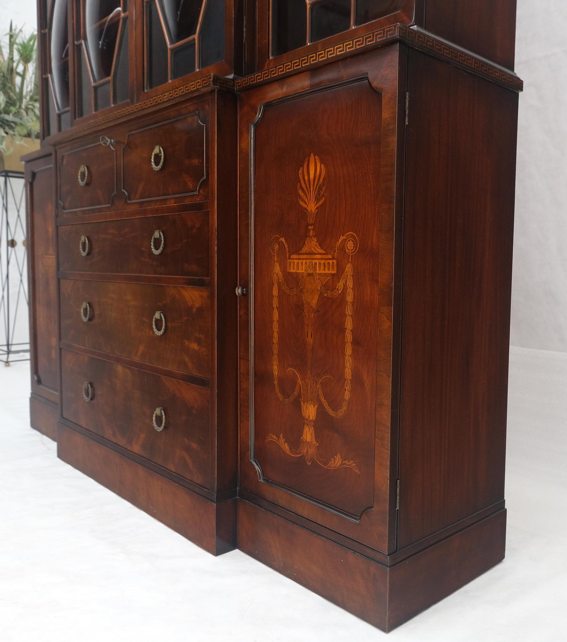 EstablishedLines Very Fine Custom c1940s Bubble Glass Drop Front Butlers Desk Break Front MINT