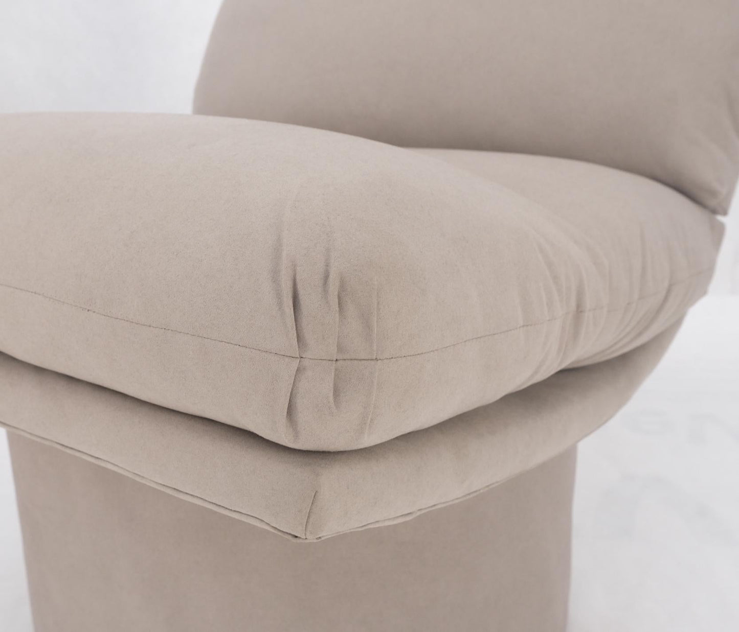 EstablishedLines Pair New Light Coffee to Grey Alcantera Upholstery Scoop Lounge Chairs SHARP!