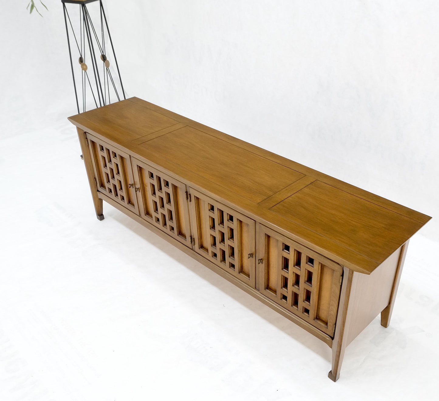 EstablishedLines Low 4 Door 2 Drawers Mid-Century Modern Credenza Light Walnut Finish Mint!