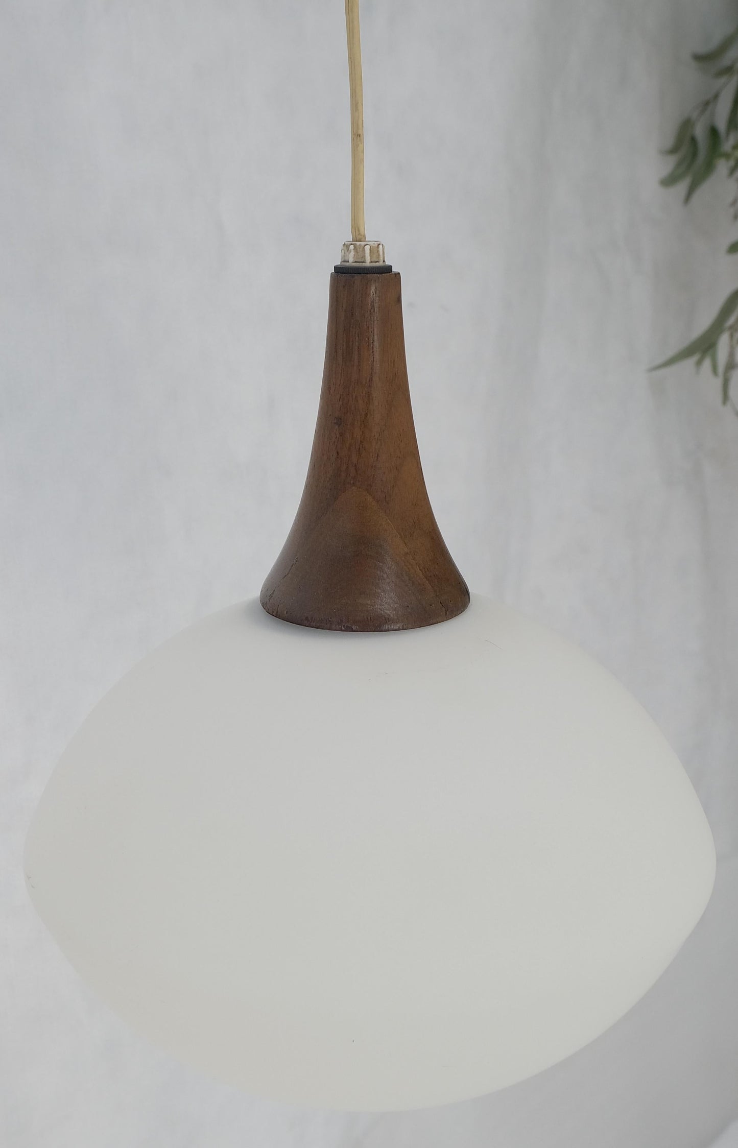 EstablishedLines Danish Mid Century Modern Fully Adjustable Teak Swing Scones Frost Glass Shade