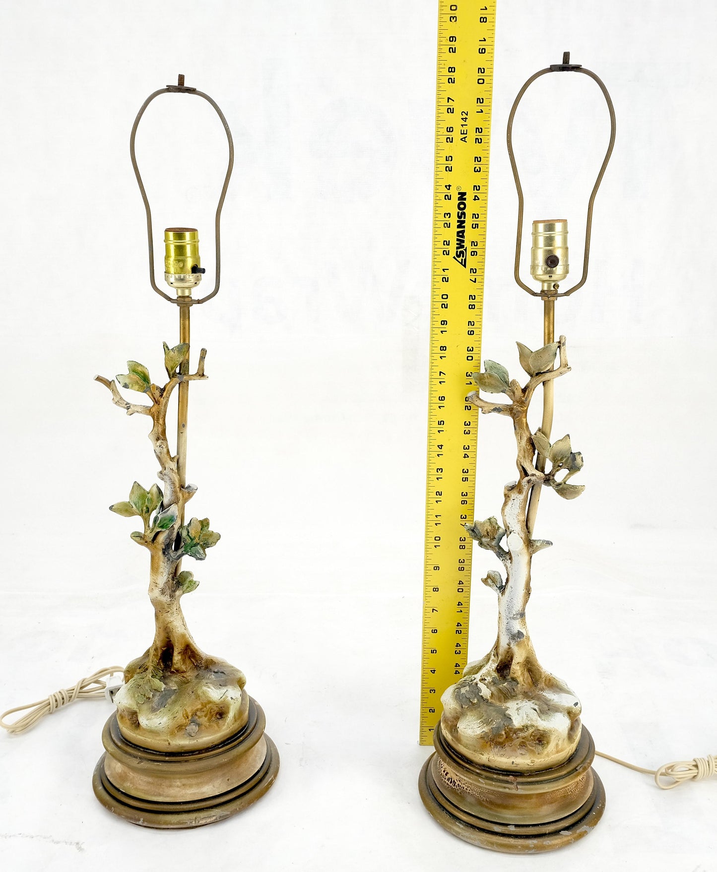 EstablishedLines Pair of Faux Twig Style Bases Decorative Table Lamps C1940s