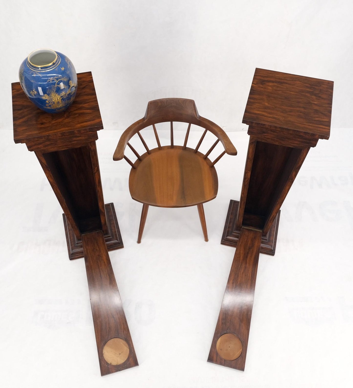 EstablishedLines Pair Rosewood Square Tapered Pedestals Hidden Secret Storage Compartment