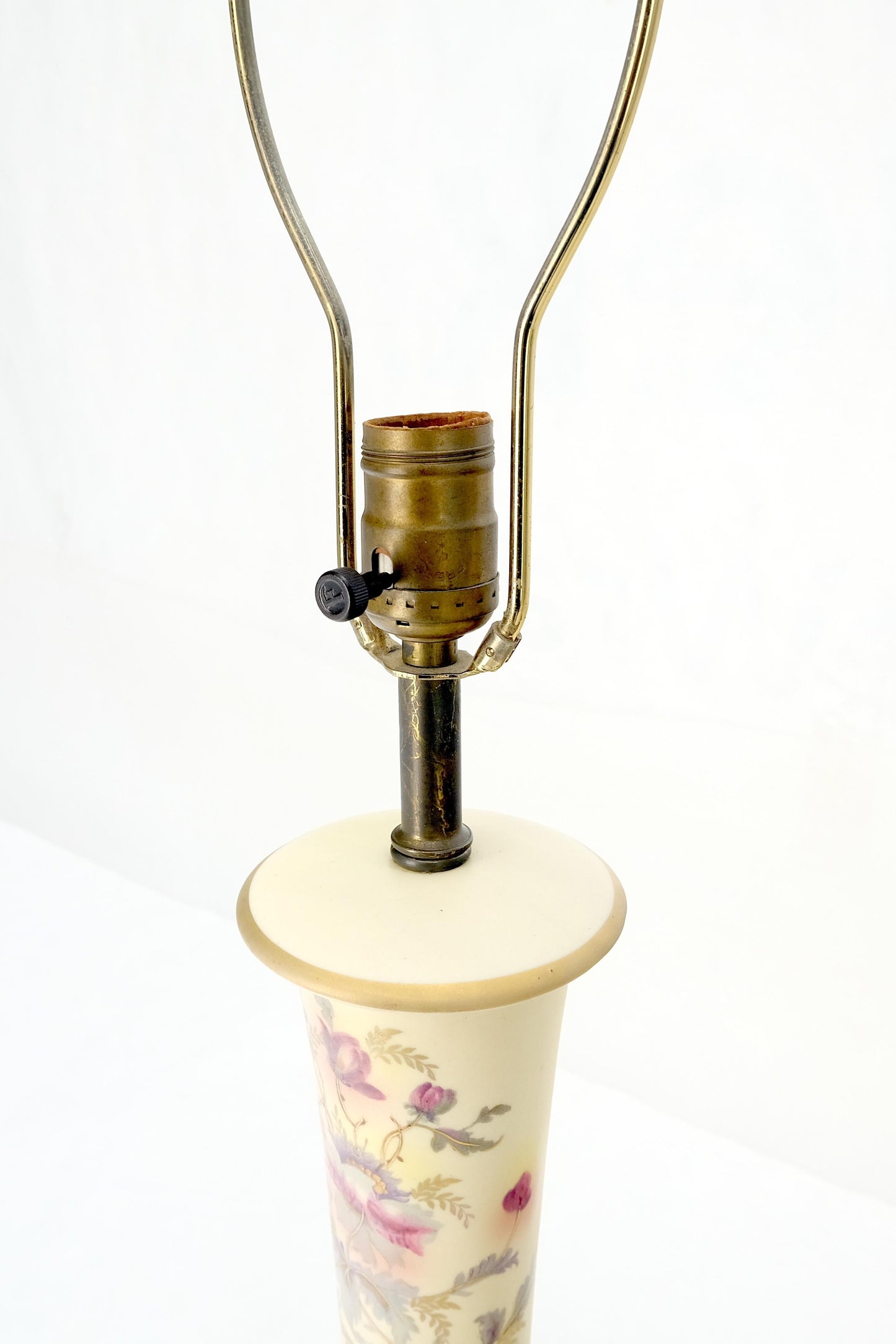 EstablishedLines Pair of 39" Tall Ceramic Hand Painted Round Tower Shape Table Lamps w/ Shades