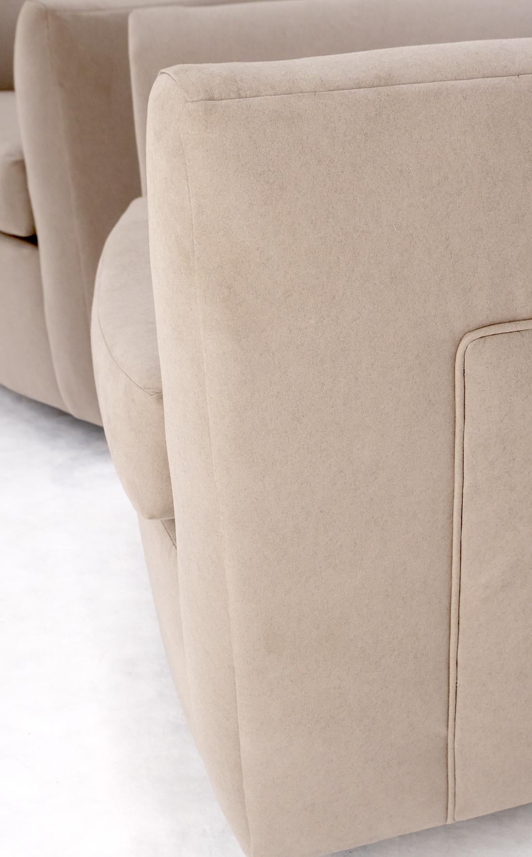 EstablishedLines Pair of New Alcantera Upholstery Barrel Back Tub Baughman Lounge Chairs SHARP!