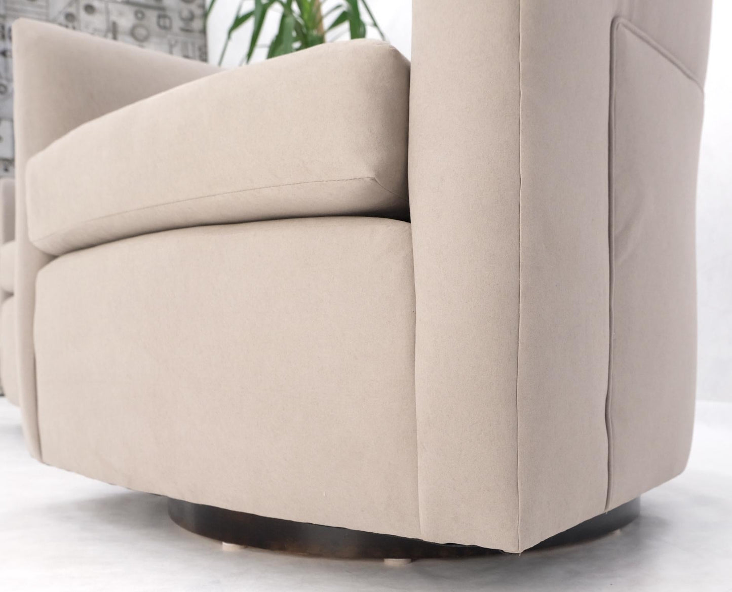 EstablishedLines Pair of New Alcantera Upholstery Barrel Back Tub Baughman Lounge Chairs SHARP!