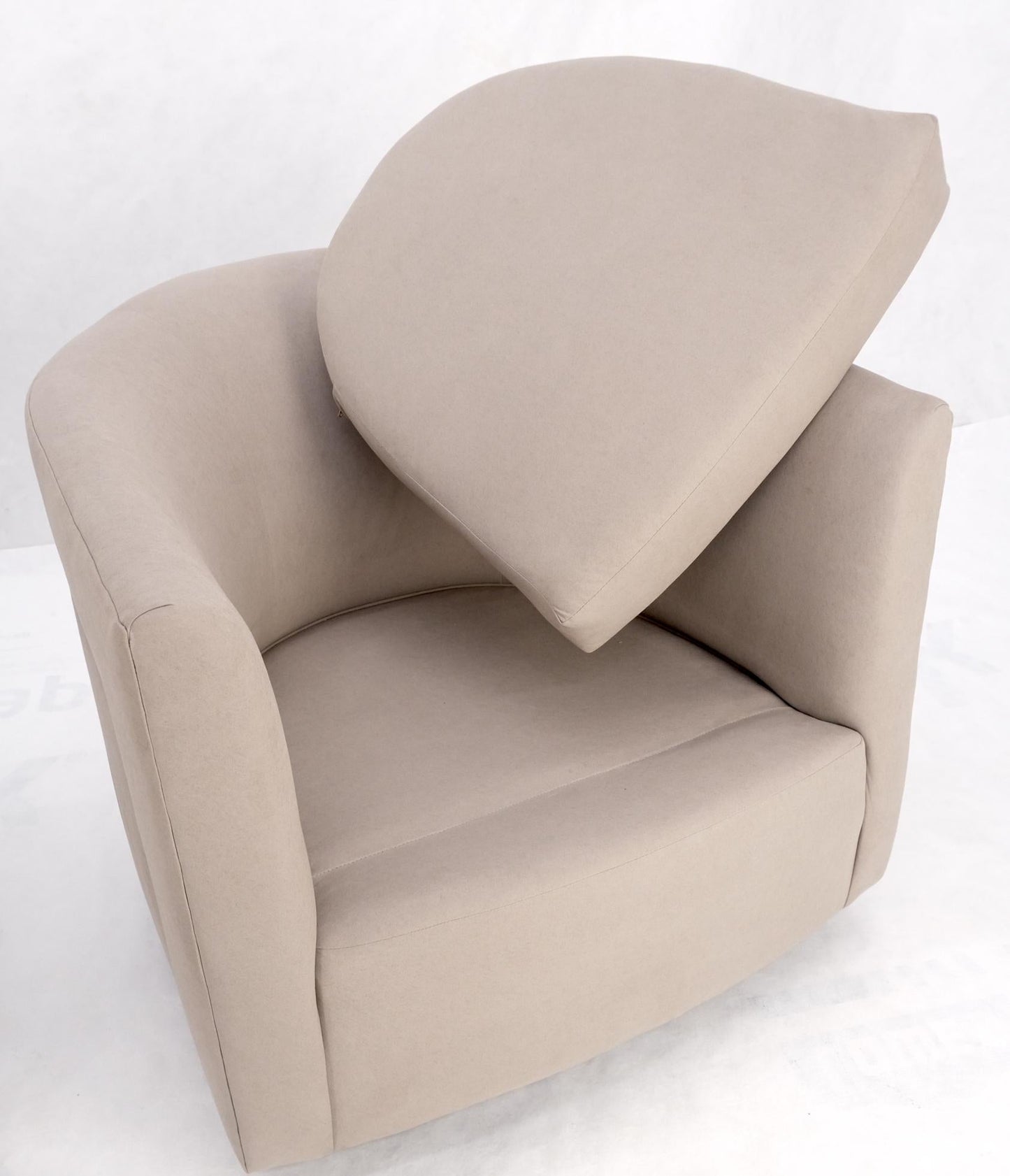 EstablishedLines Pair of New Alcantera Upholstery Barrel Back Tub Baughman Lounge Chairs SHARP!