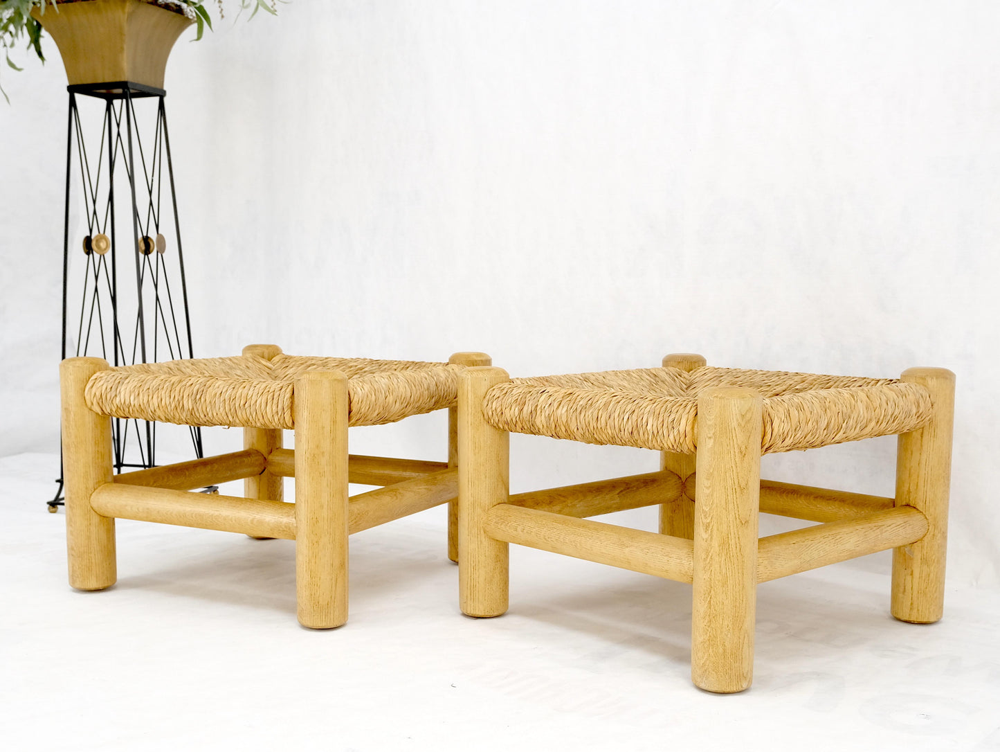 EstablishedLines Pair of Heavy Thick Solid Chestnut Legs Rope Seats Benches Stools Mint!