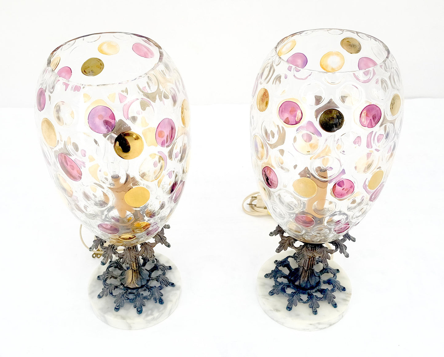 EstablishedLines Hollywood Regency Bohemian Glass Crystal Table Lamps