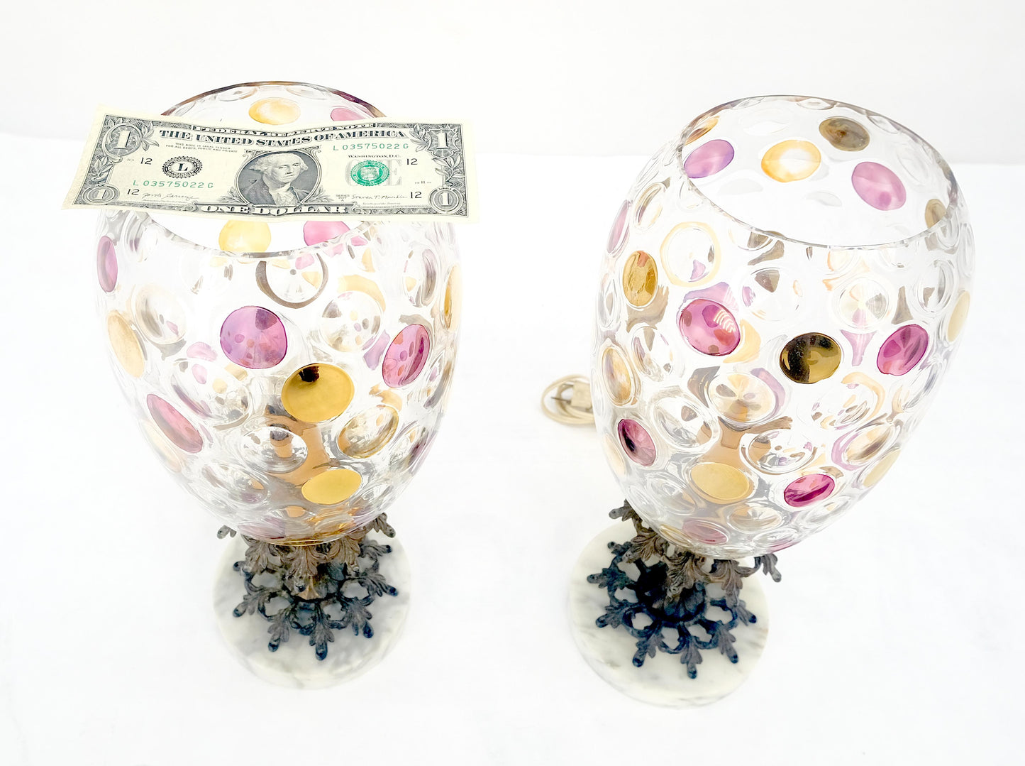 EstablishedLines Hollywood Regency Bohemian Glass Crystal Table Lamps
