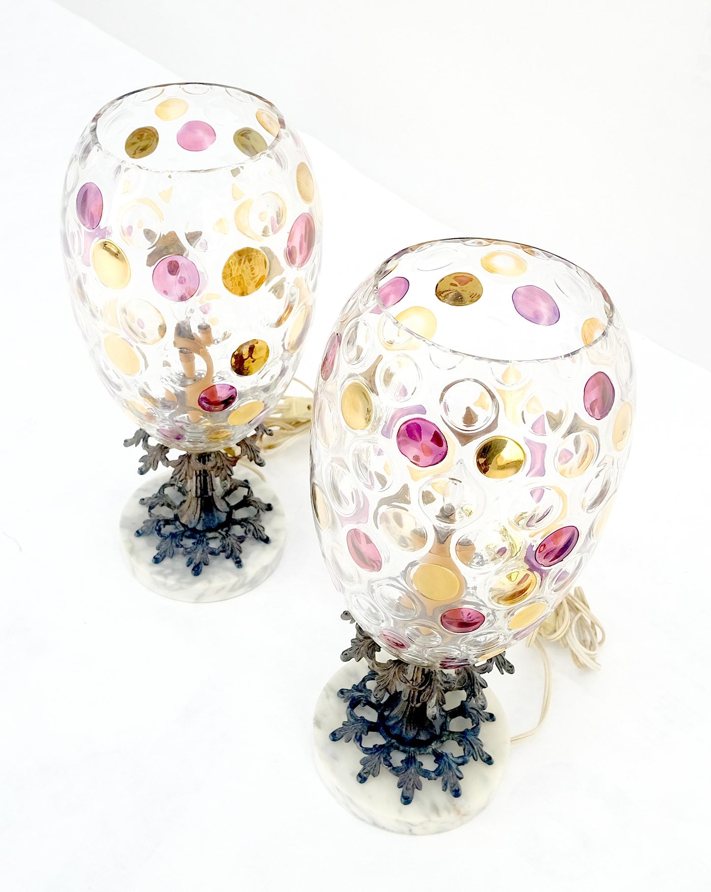 EstablishedLines Hollywood Regency Bohemian Glass Crystal Table Lamps