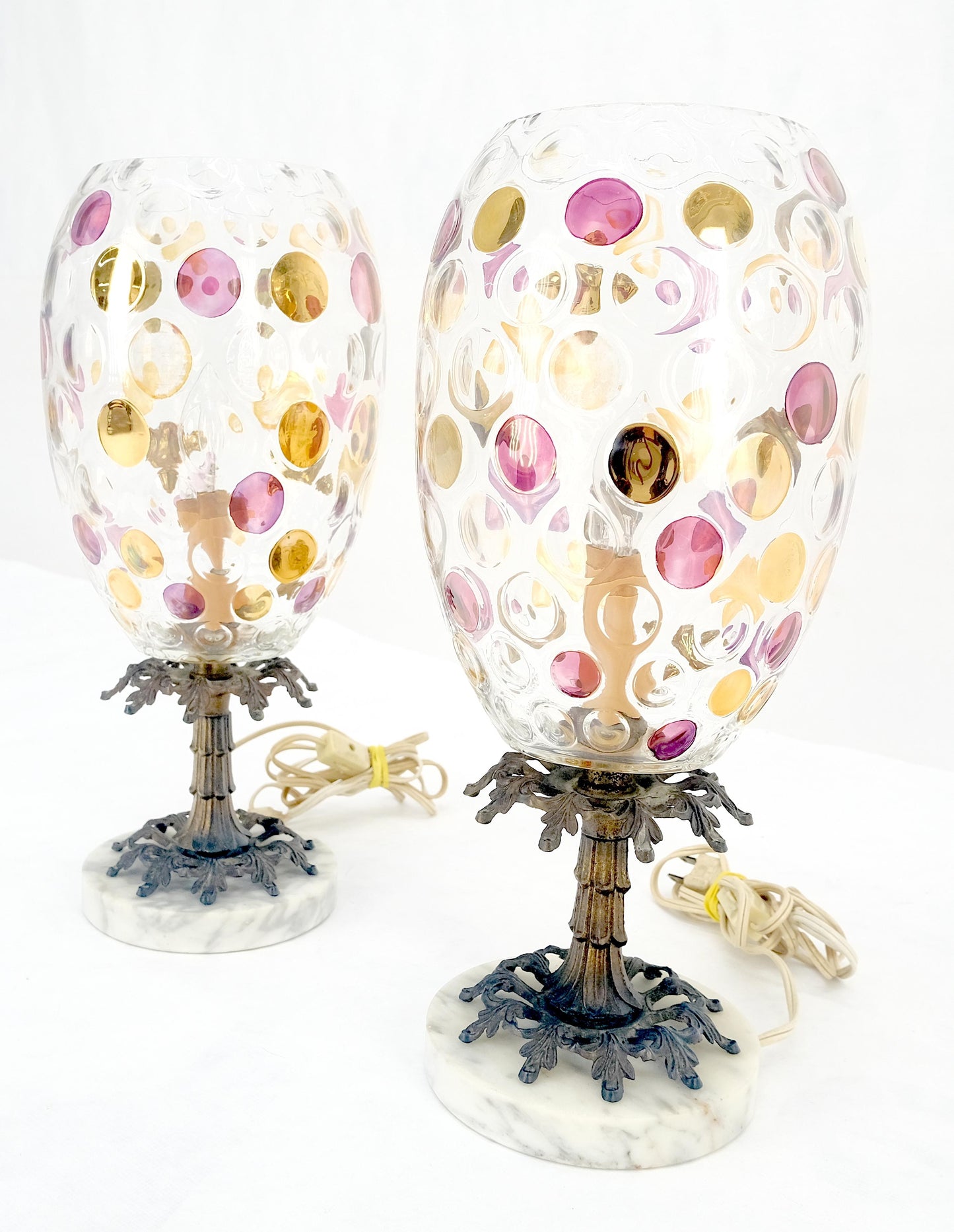 EstablishedLines Hollywood Regency Bohemian Glass Crystal Table Lamps
