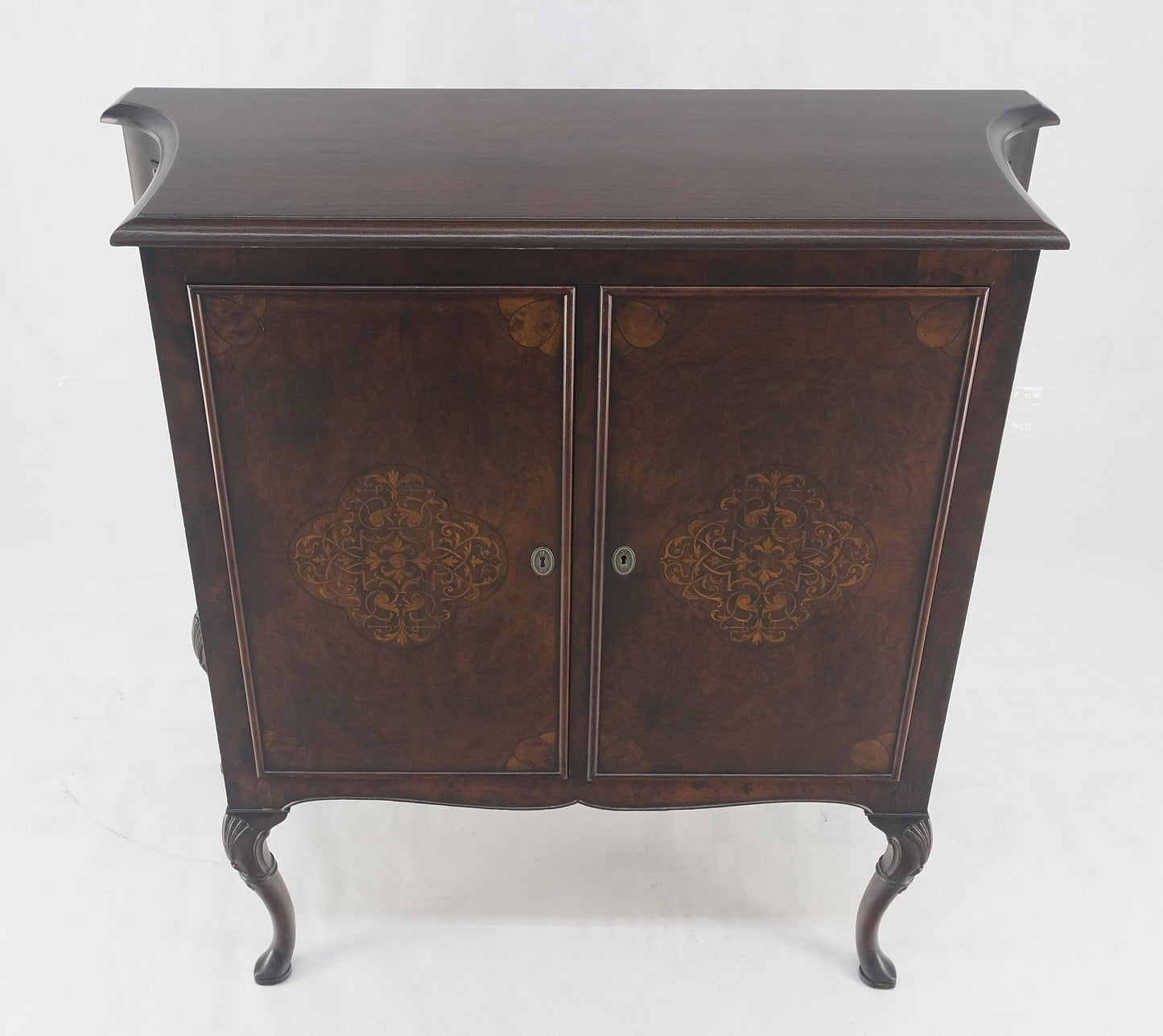 EstablishedLines Hoof Style Feet 6 Fitted Drawers Double Door Inlay Concave Cabinet Walnut MINT!