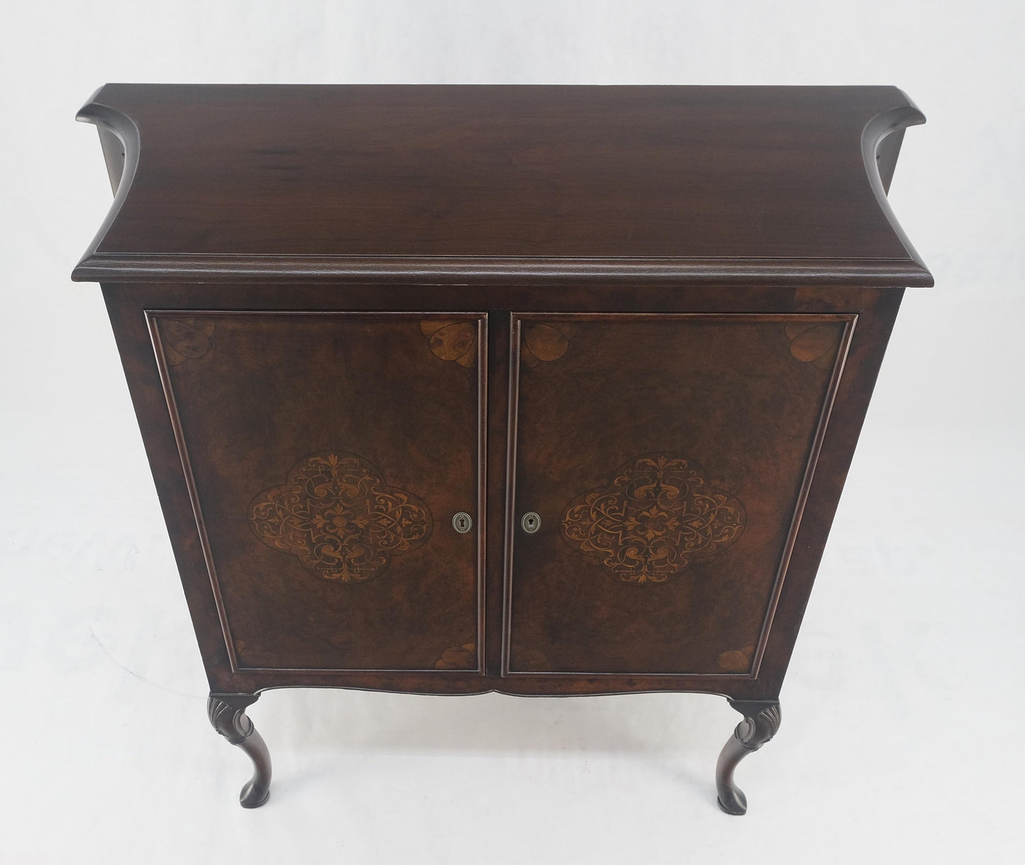 EstablishedLines Hoof Style Feet 6 Fitted Drawers Double Door Inlay Concave Cabinet Walnut MINT!