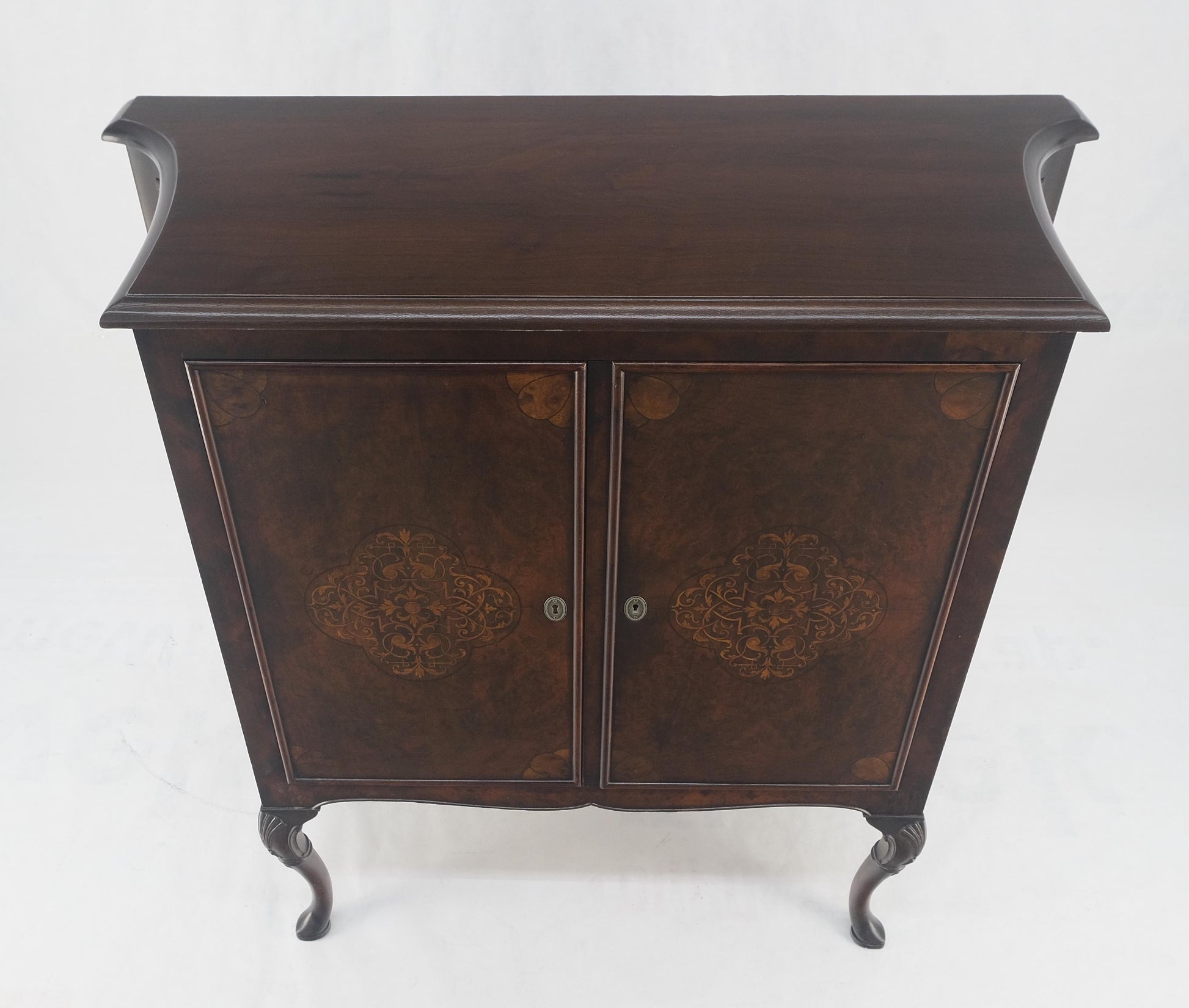 EstablishedLines Hoof Style Feet 6 Fitted Drawers Double Door Inlay Concave Cabinet Walnut MINT!