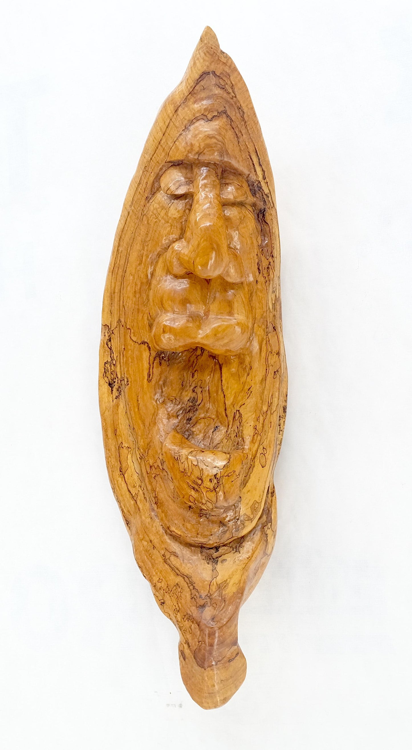EstablishedLines Large 40" Tall Carved Lacquered Solid Teak Moon Face Wall Hanging Sculpture NICE