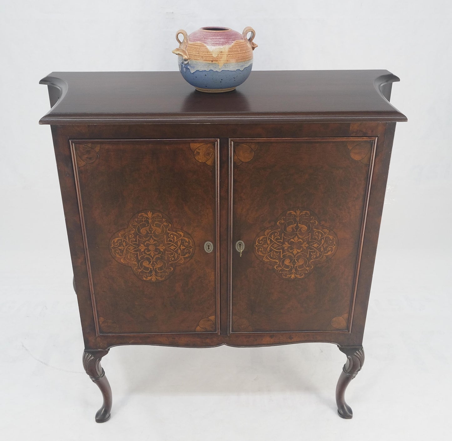 EstablishedLines Hoof Style Feet 6 Fitted Drawers Double Door Inlay Concave Cabinet Walnut MINT!