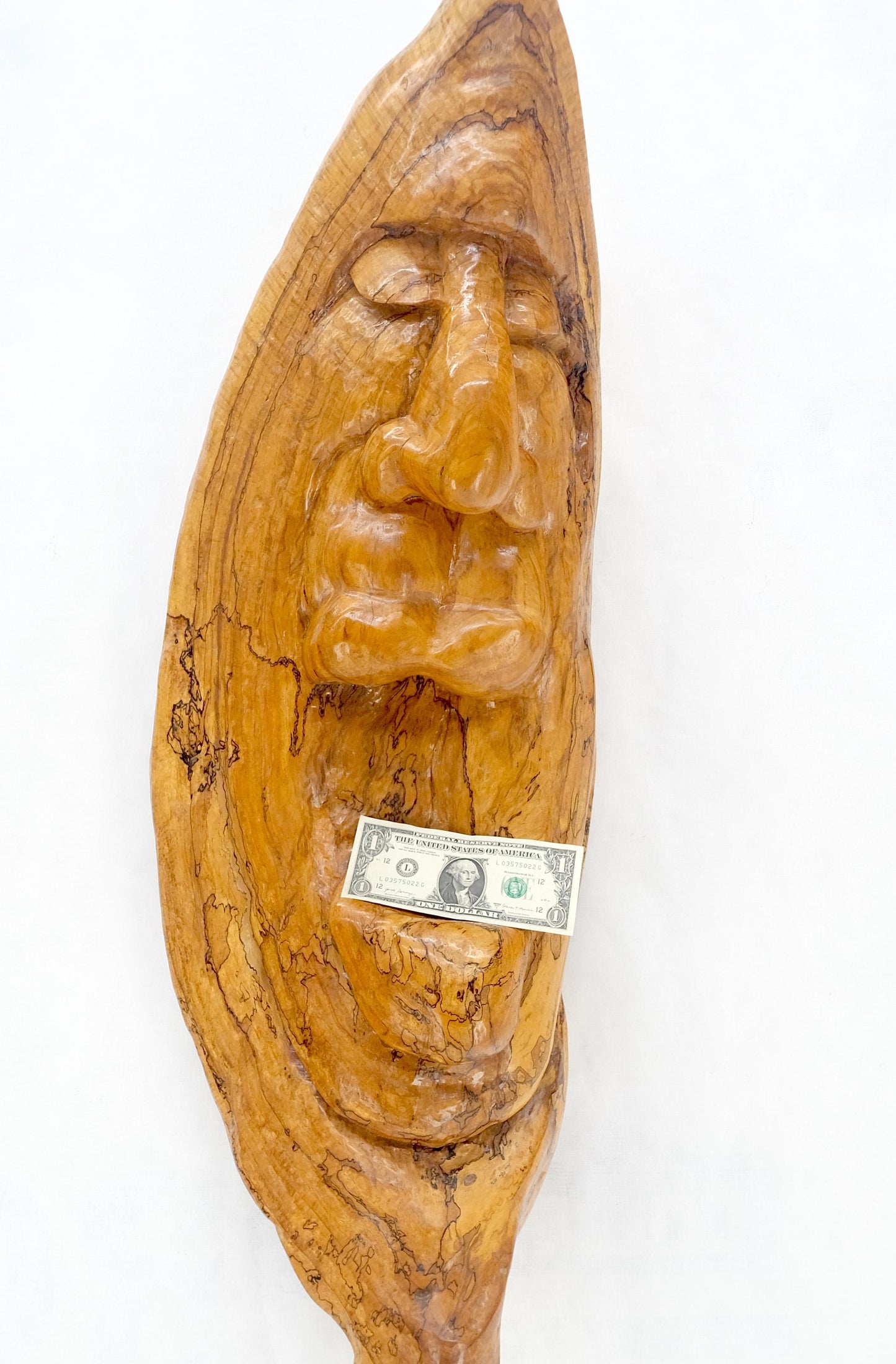 EstablishedLines Large 40" Tall Carved Lacquered Solid Teak Moon Face Wall Hanging Sculpture NICE