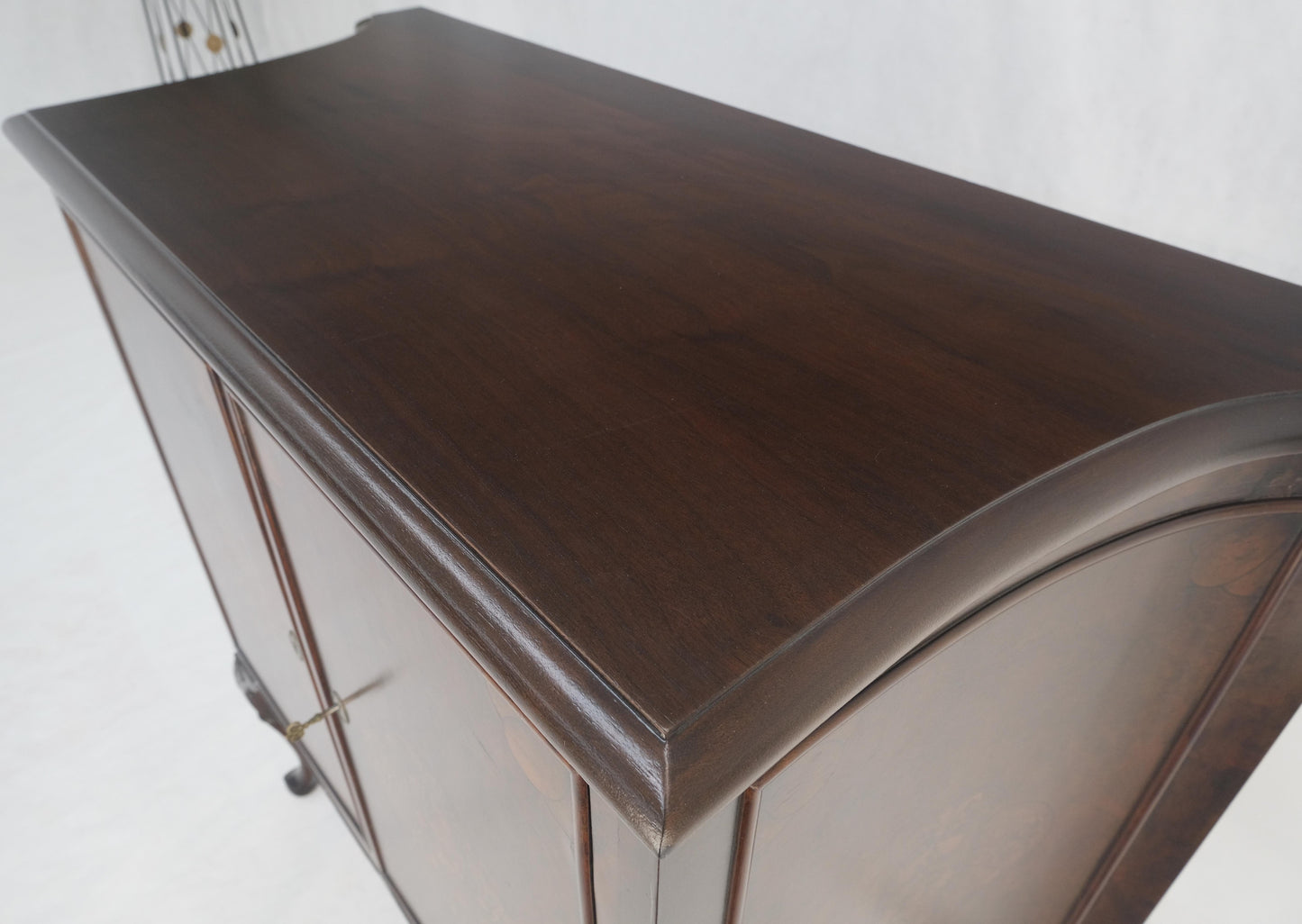 EstablishedLines Hoof Style Feet 6 Fitted Drawers Double Door Inlay Concave Cabinet Walnut MINT!