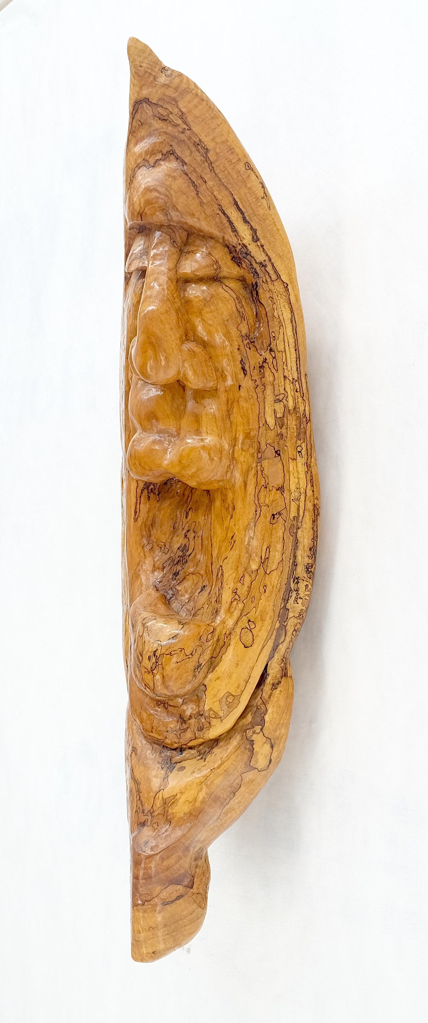 EstablishedLines Large 40" Tall Carved Lacquered Solid Teak Moon Face Wall Hanging Sculpture NICE