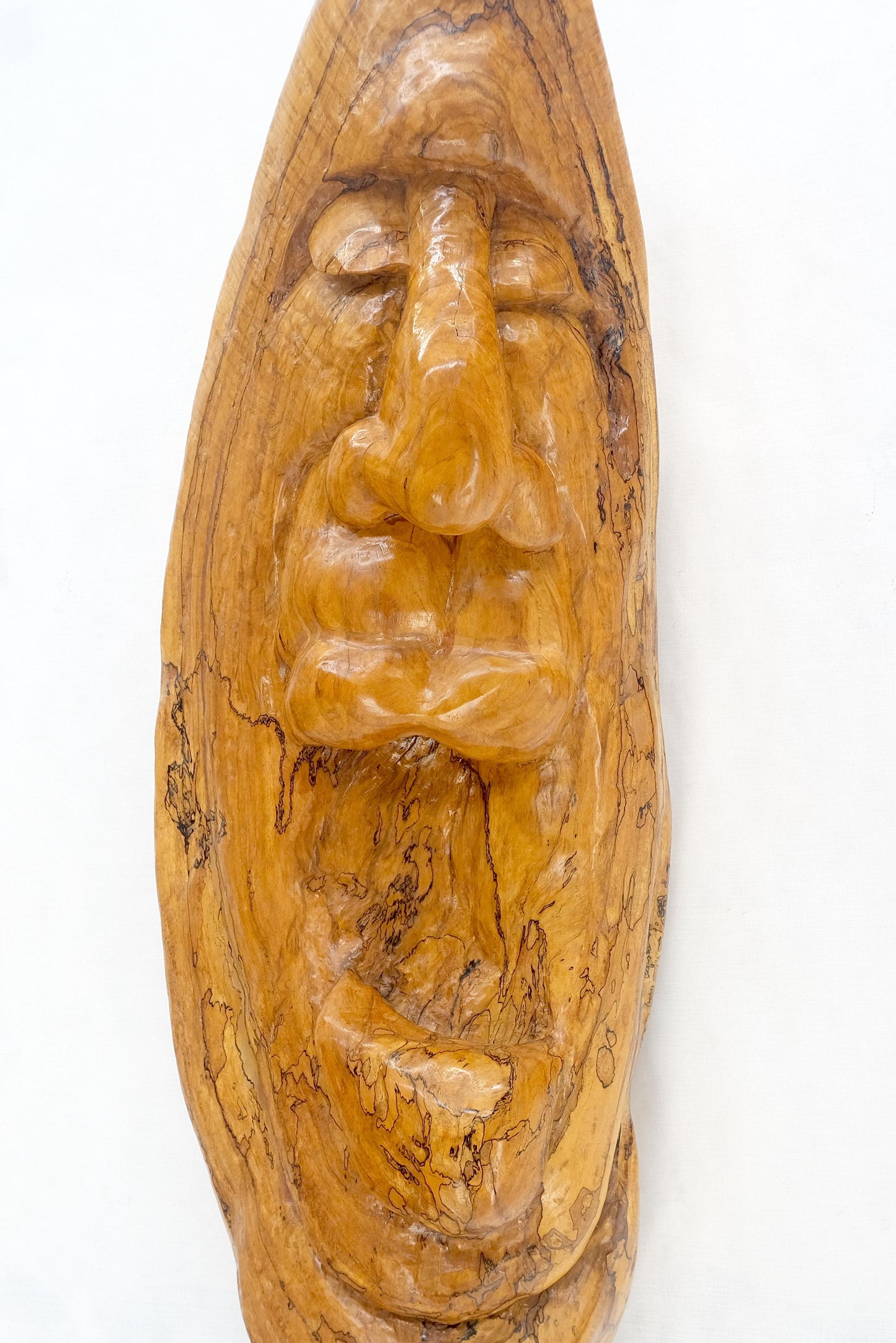EstablishedLines Large 40" Tall Carved Lacquered Solid Teak Moon Face Wall Hanging Sculpture NICE