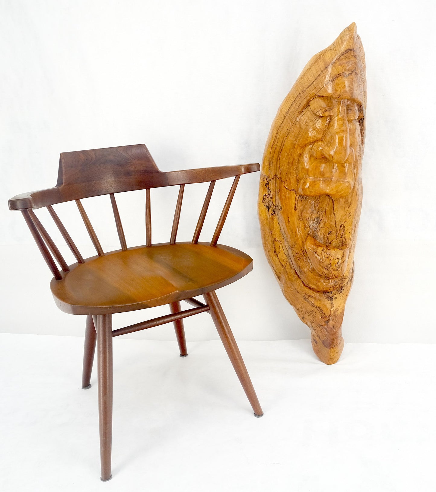 EstablishedLines Large 40" Tall Carved Lacquered Solid Teak Moon Face Wall Hanging Sculpture NICE