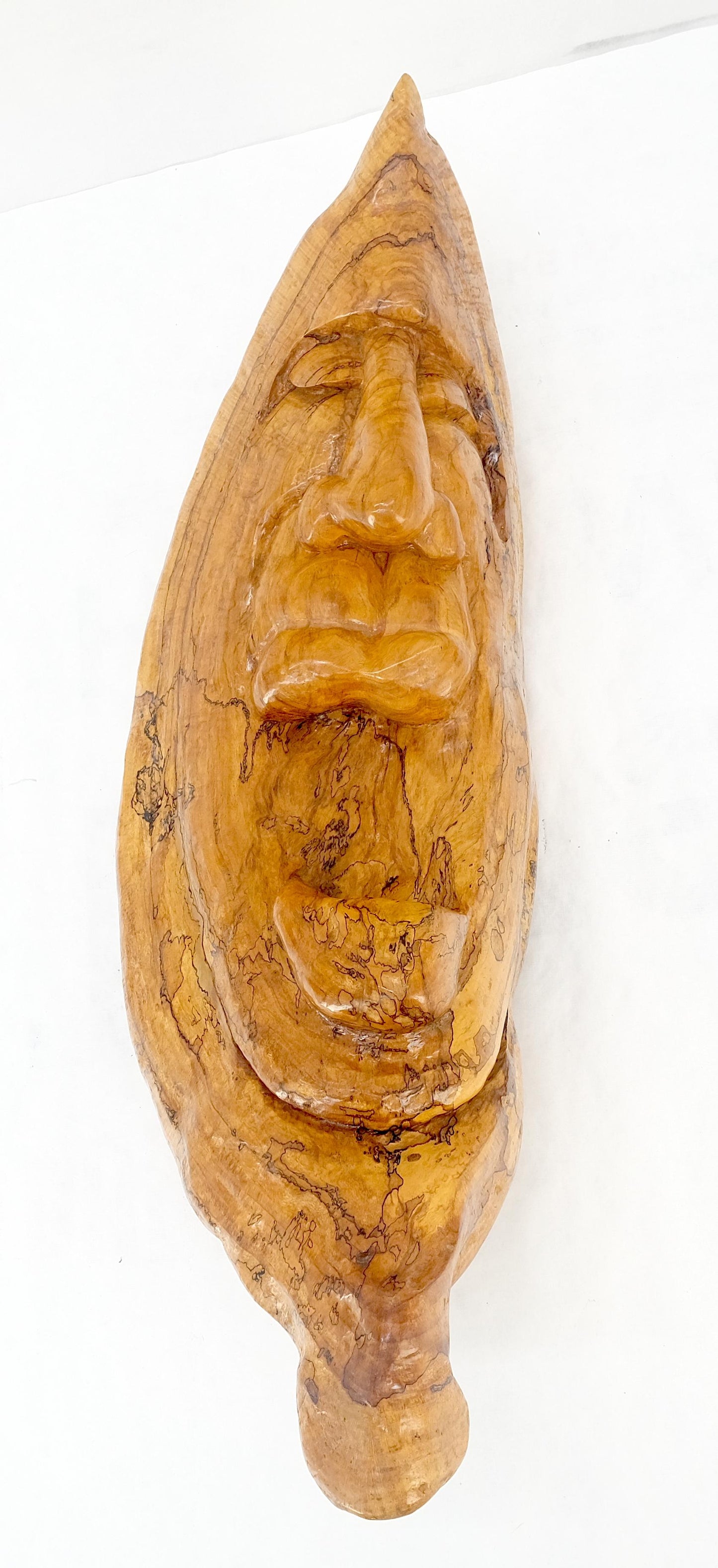 EstablishedLines Large 40" Tall Carved Lacquered Solid Teak Moon Face Wall Hanging Sculpture NICE